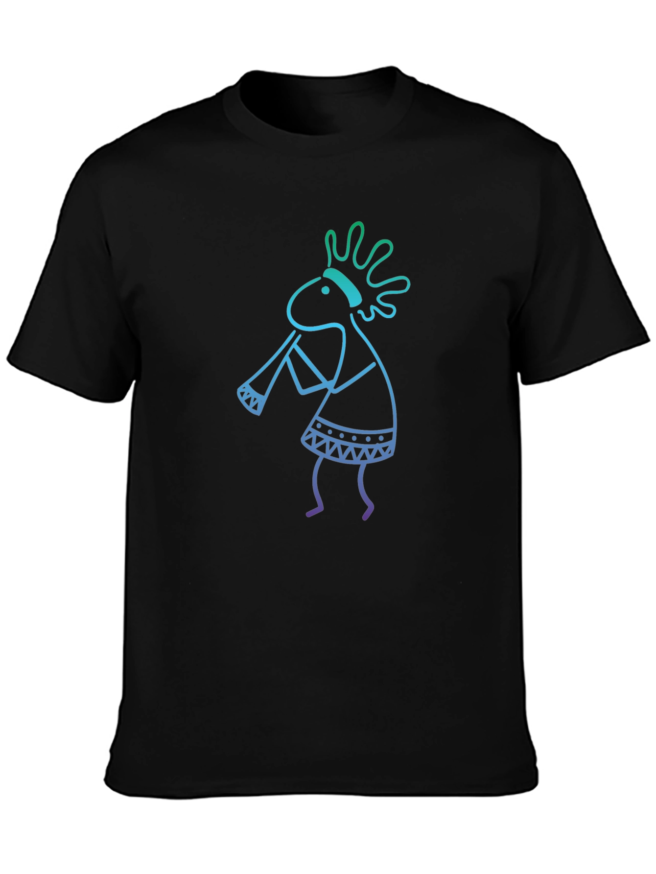 Kokopelli Graphic Tee - Black Cotton Casual Shirt