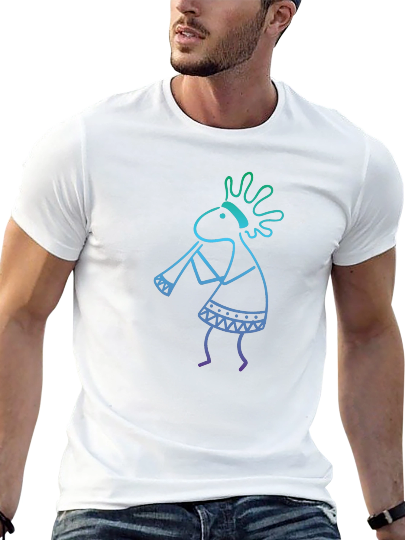 Kokopelli Graphic Tee - Black Cotton Casual Shirt