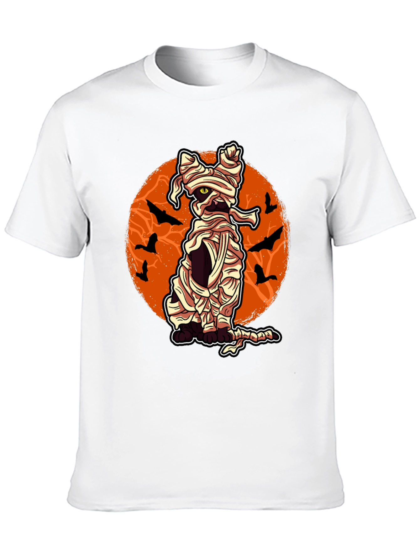 Halloween Mummy Cat Graphic T-Shirt