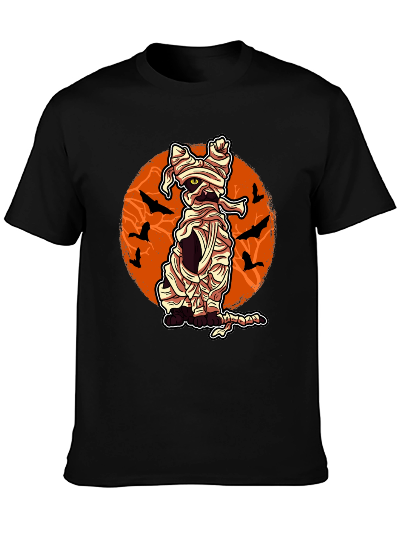 Halloween Mummy Cat Graphic T-Shirt