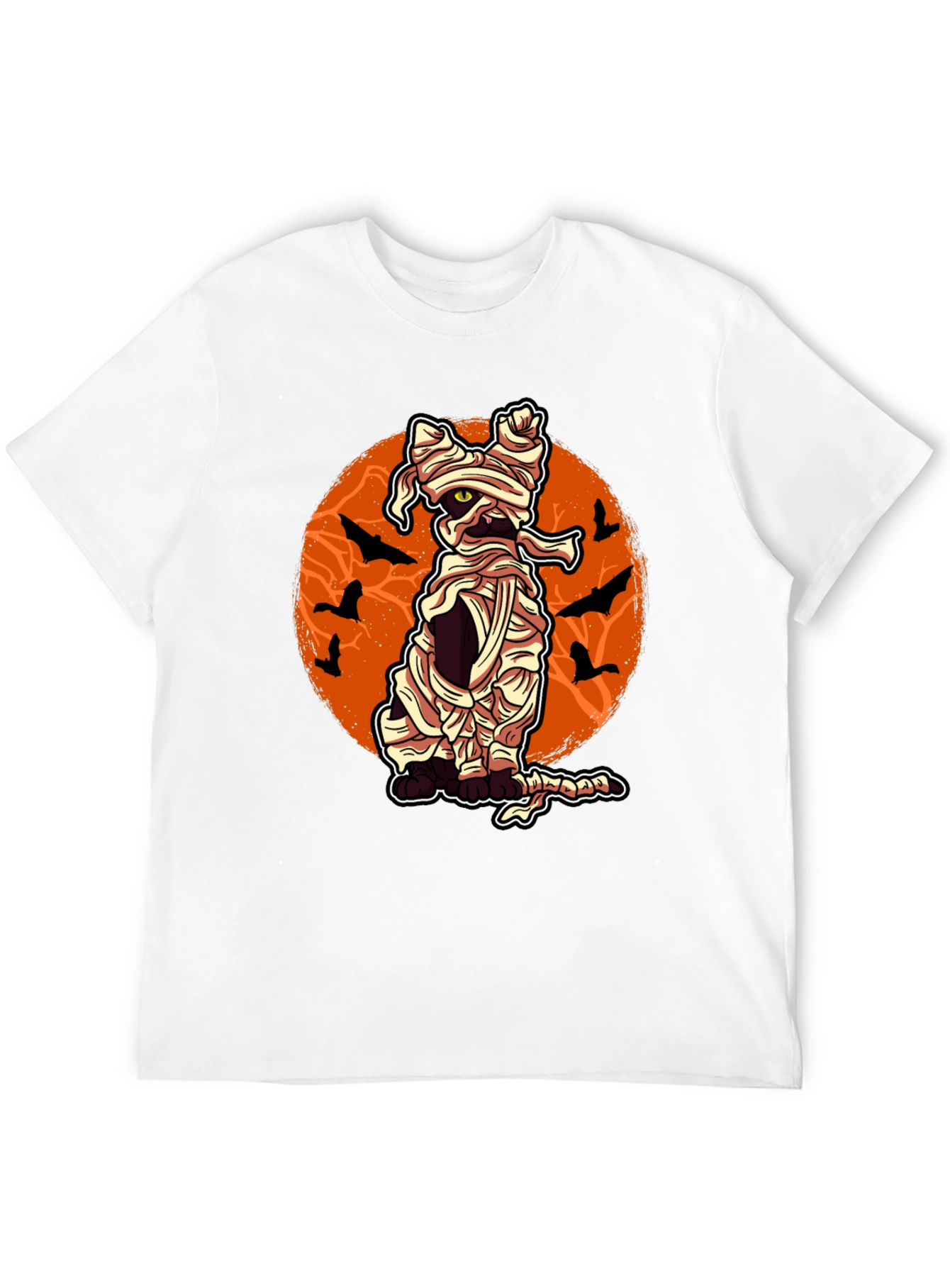 Halloween Mummy Cat Graphic T-Shirt