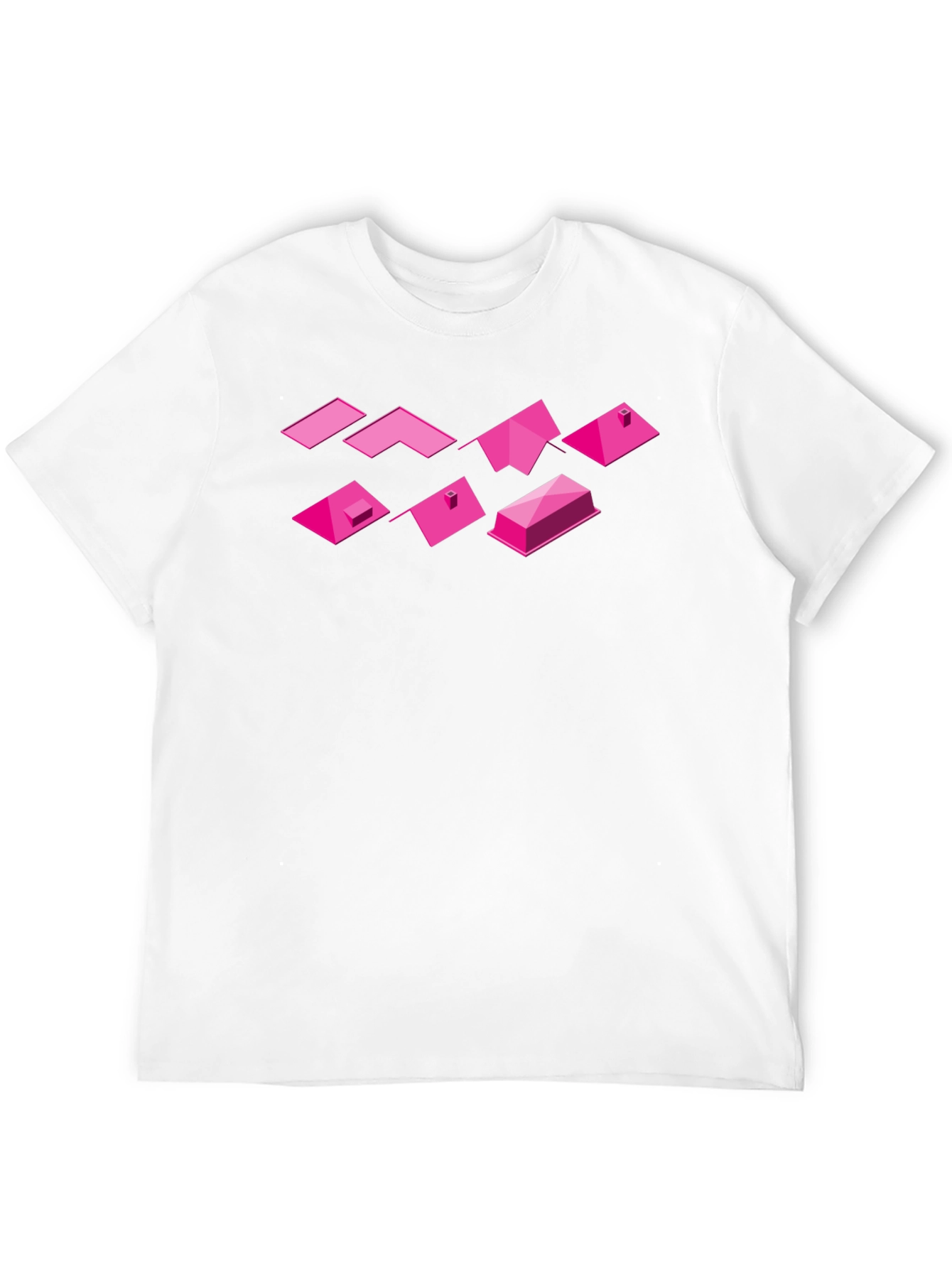 Geometric Pink Roofs Black T-Shirt