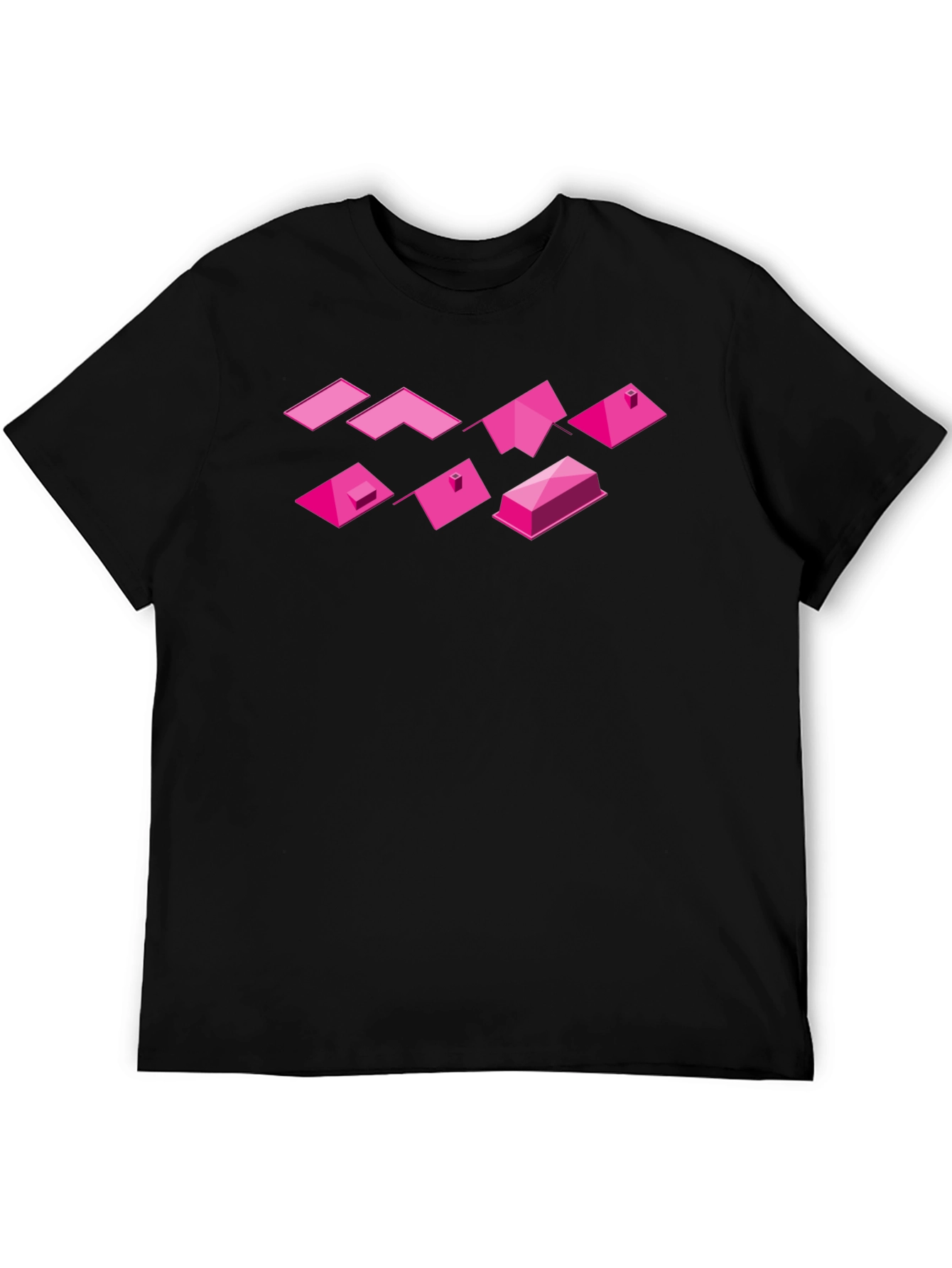 Geometric Pink Roofs Black T-Shirt