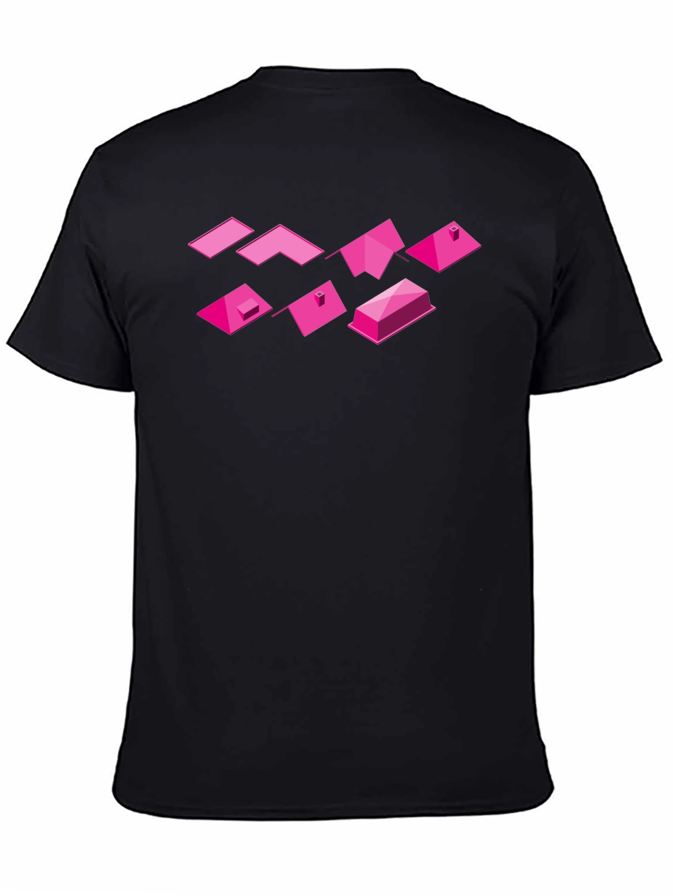 Geometric Pink Roofs Black T-Shirt