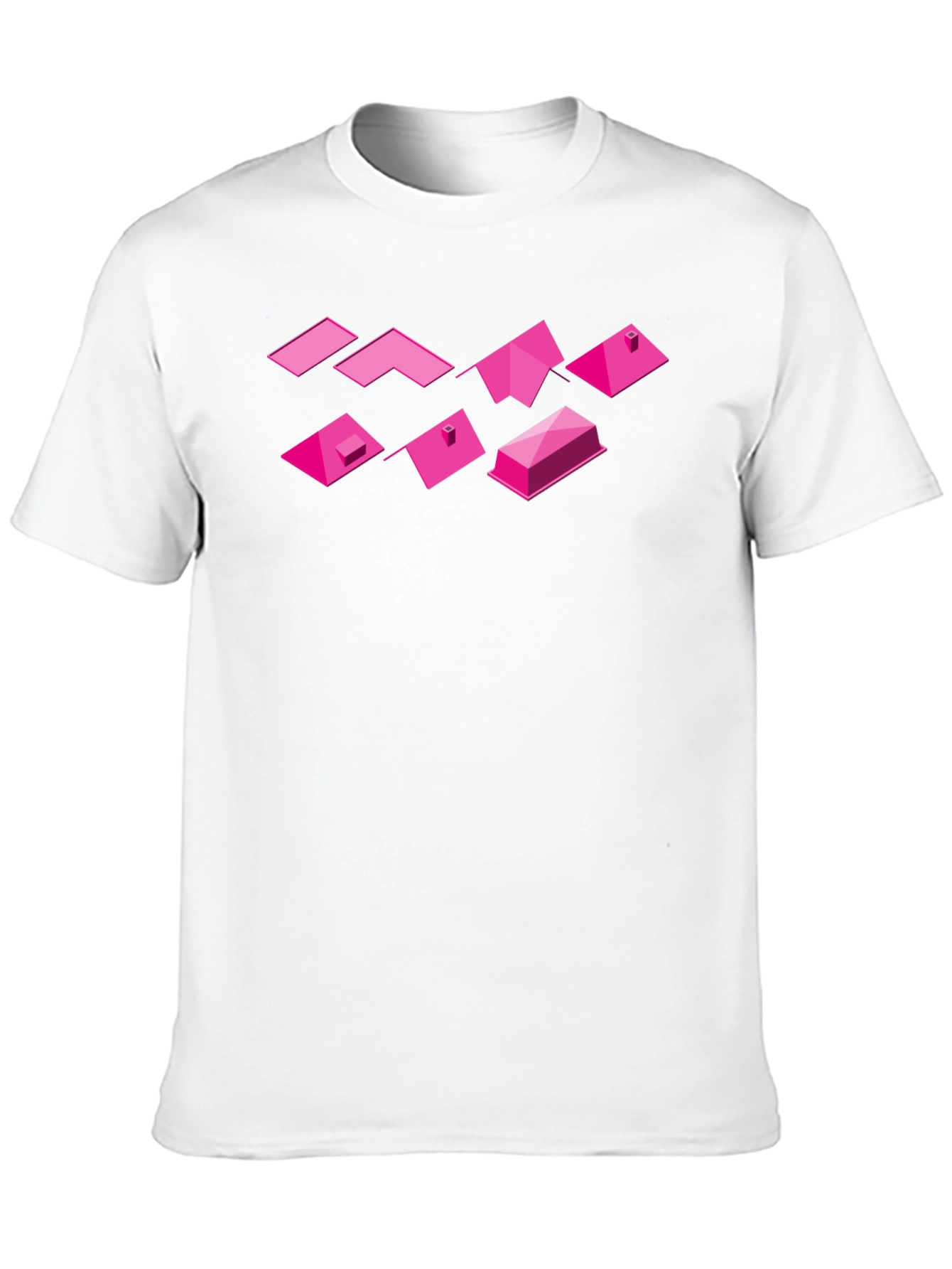 Geometric Pink Roofs Black T-Shirt