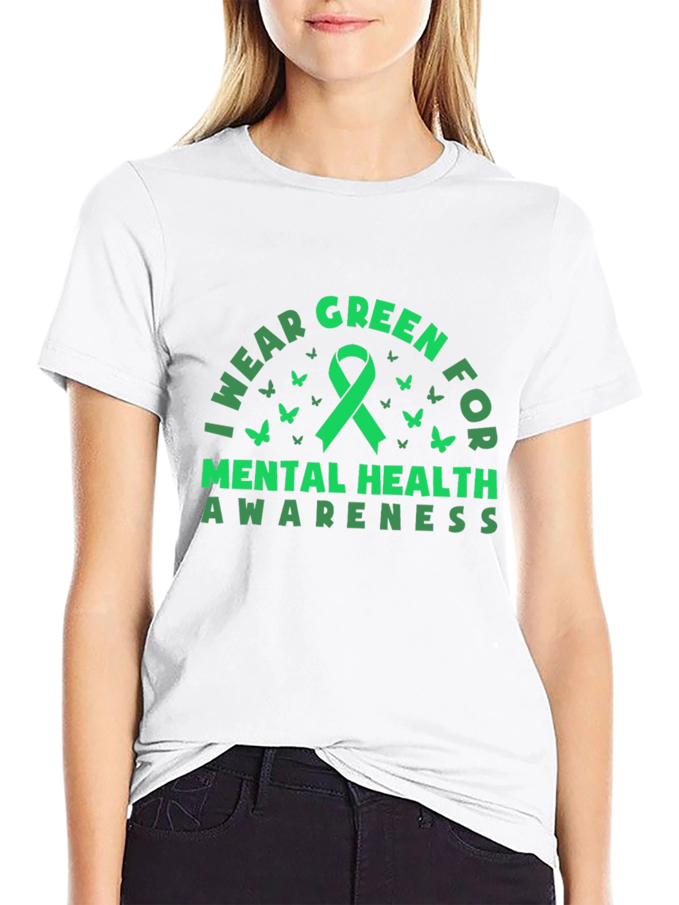 Mental Health Awareness Green Ribbon Graphic Tee