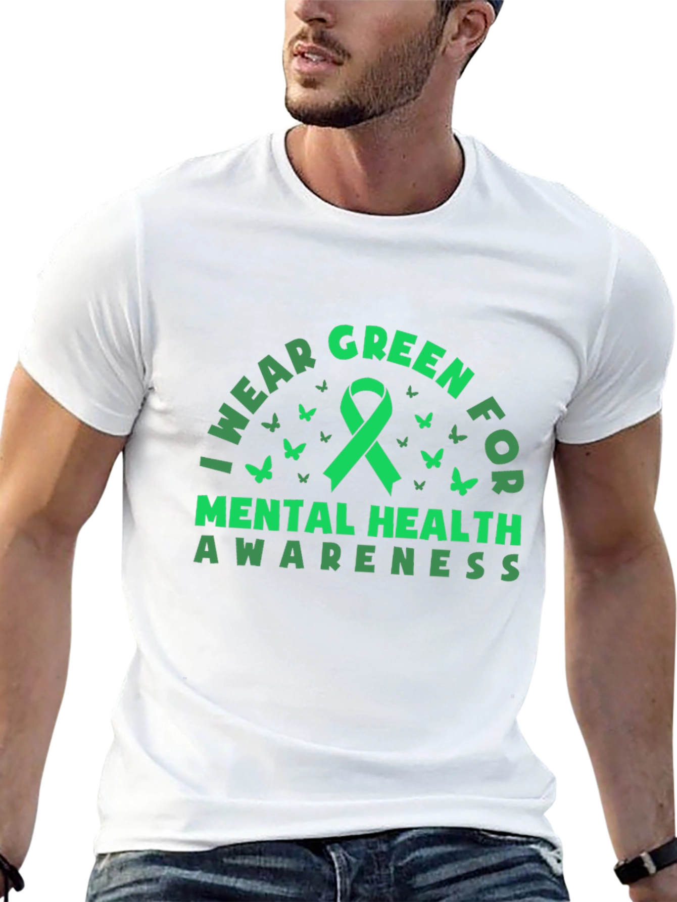 Mental Health Awareness Green Ribbon Graphic Tee