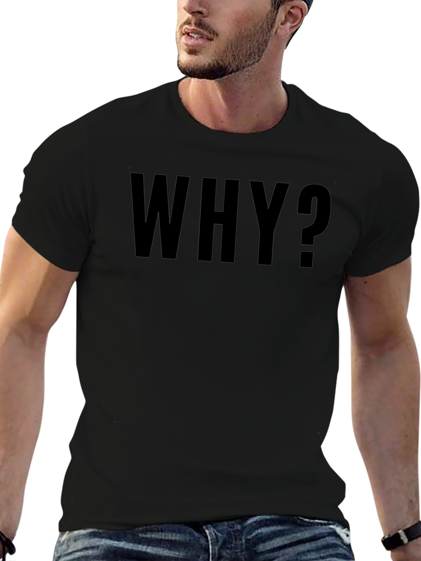 Why? Black Graphic Print T-Shirt
