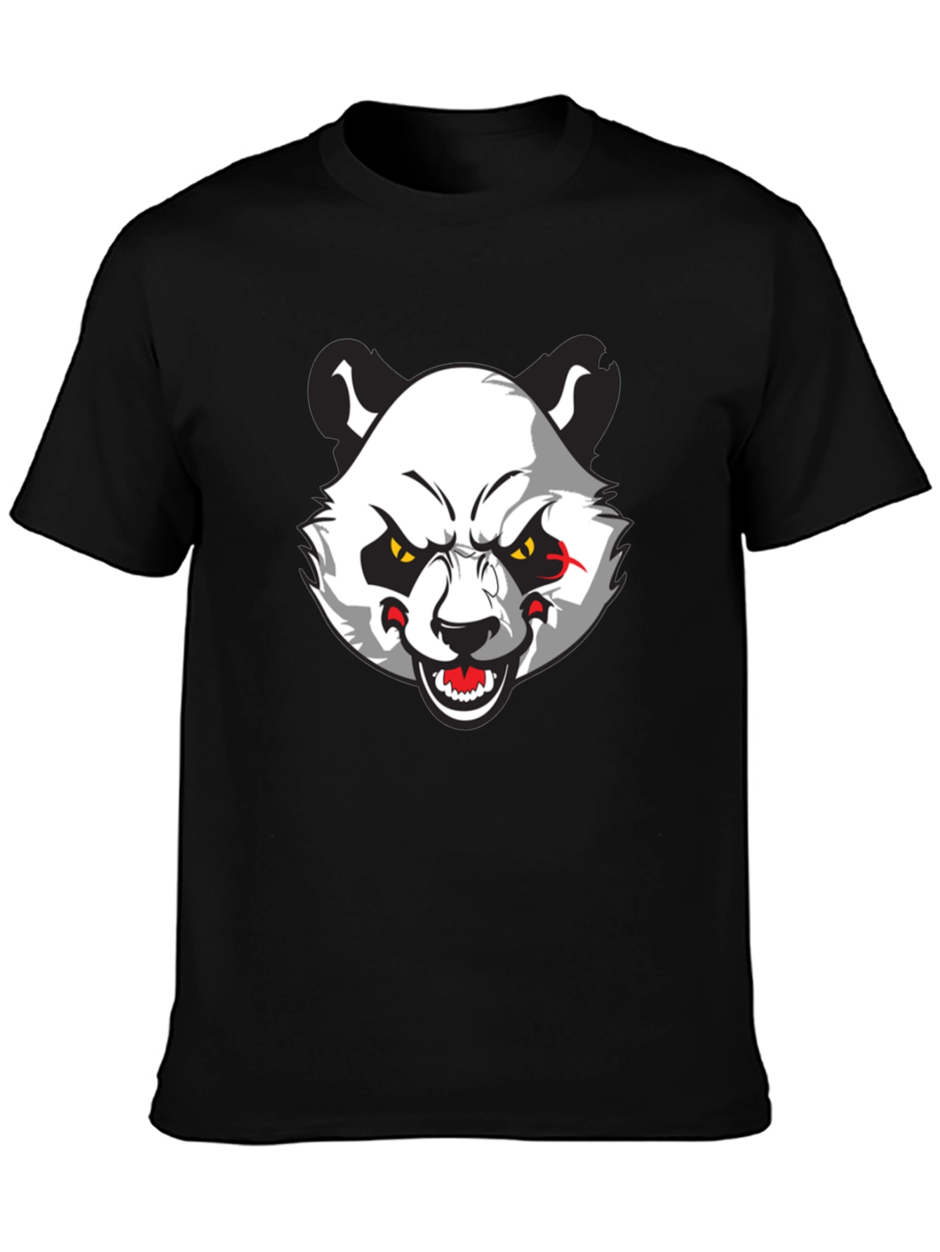 Mens Black T-Shirt with Angry Panda Graphic