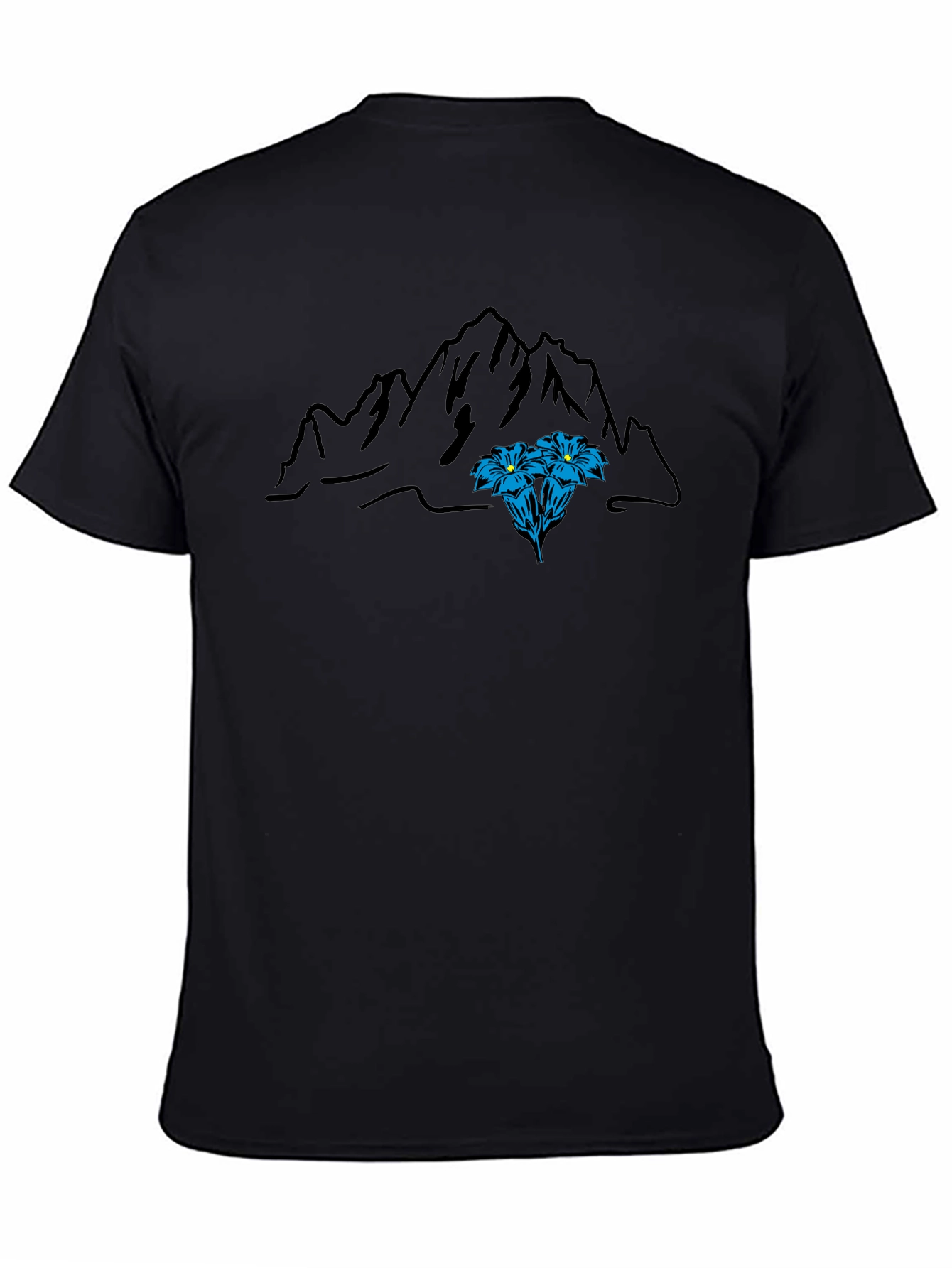 Mountain & Flower Graphic Tee - Black