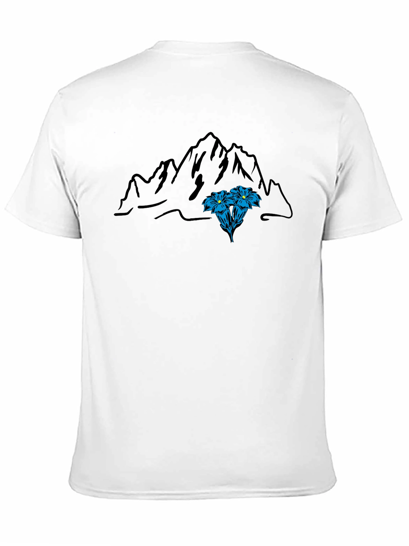 Mountain & Flower Graphic Tee - Black