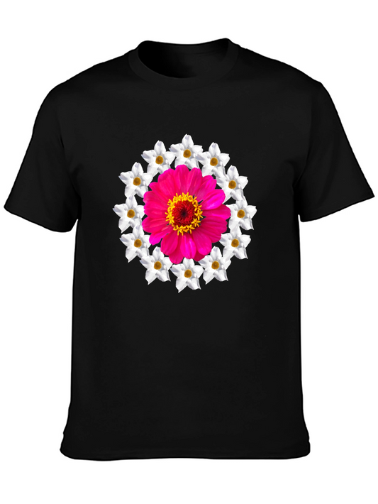 Floral Medallion Graphic Tee - Black