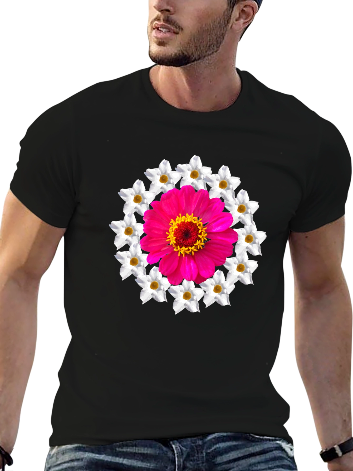 Floral Medallion Graphic Tee - Black