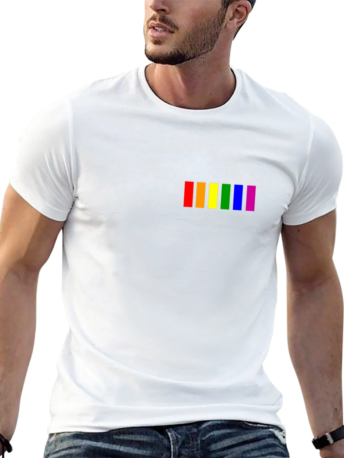 Pride Rainbow Stripe T-Shirt - Black