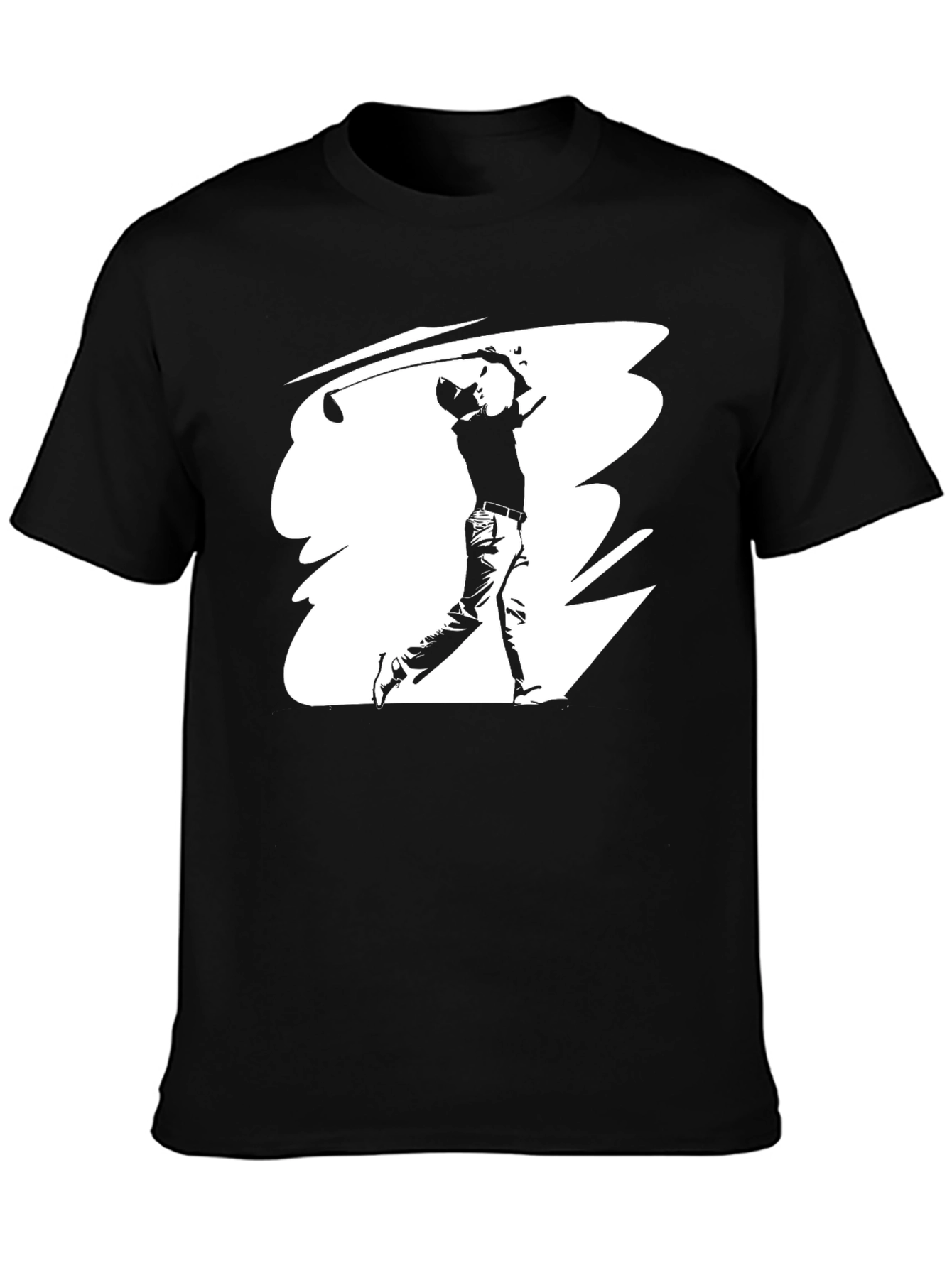 Golf Swing Graphic Tee - Black Cotton T-Shirt