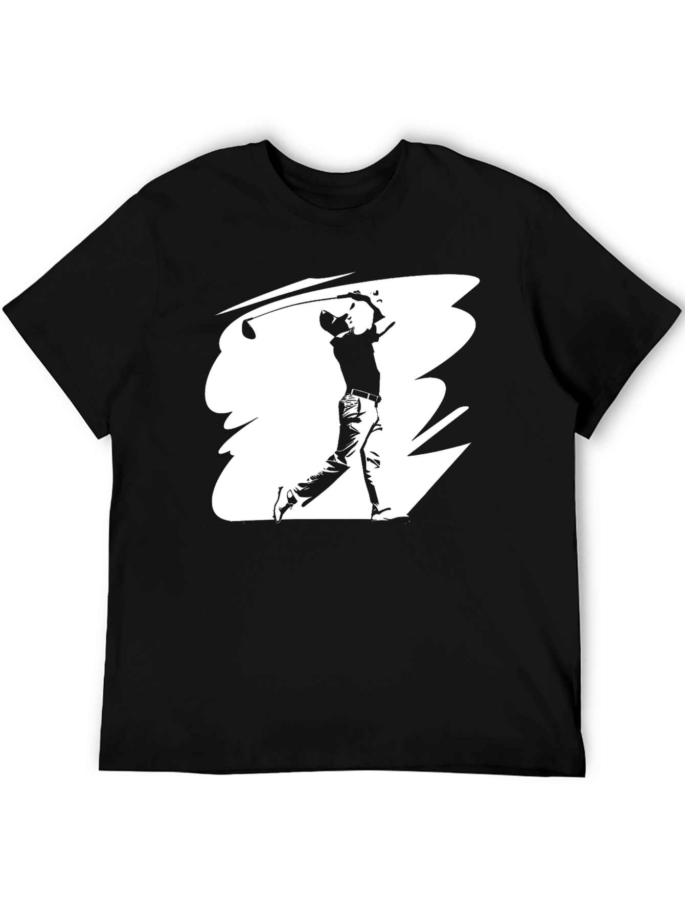 Golf Swing Graphic Tee - Black Cotton T-Shirt