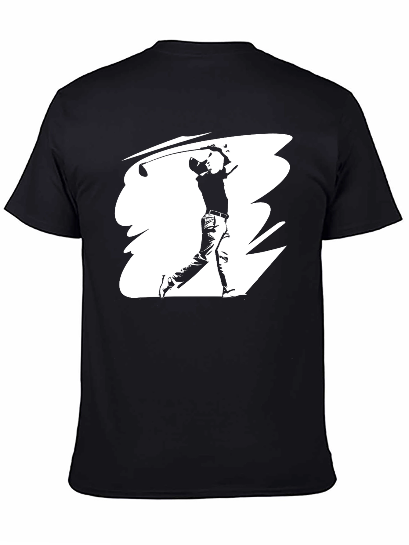 Golf Swing Graphic Tee - Black Cotton T-Shirt