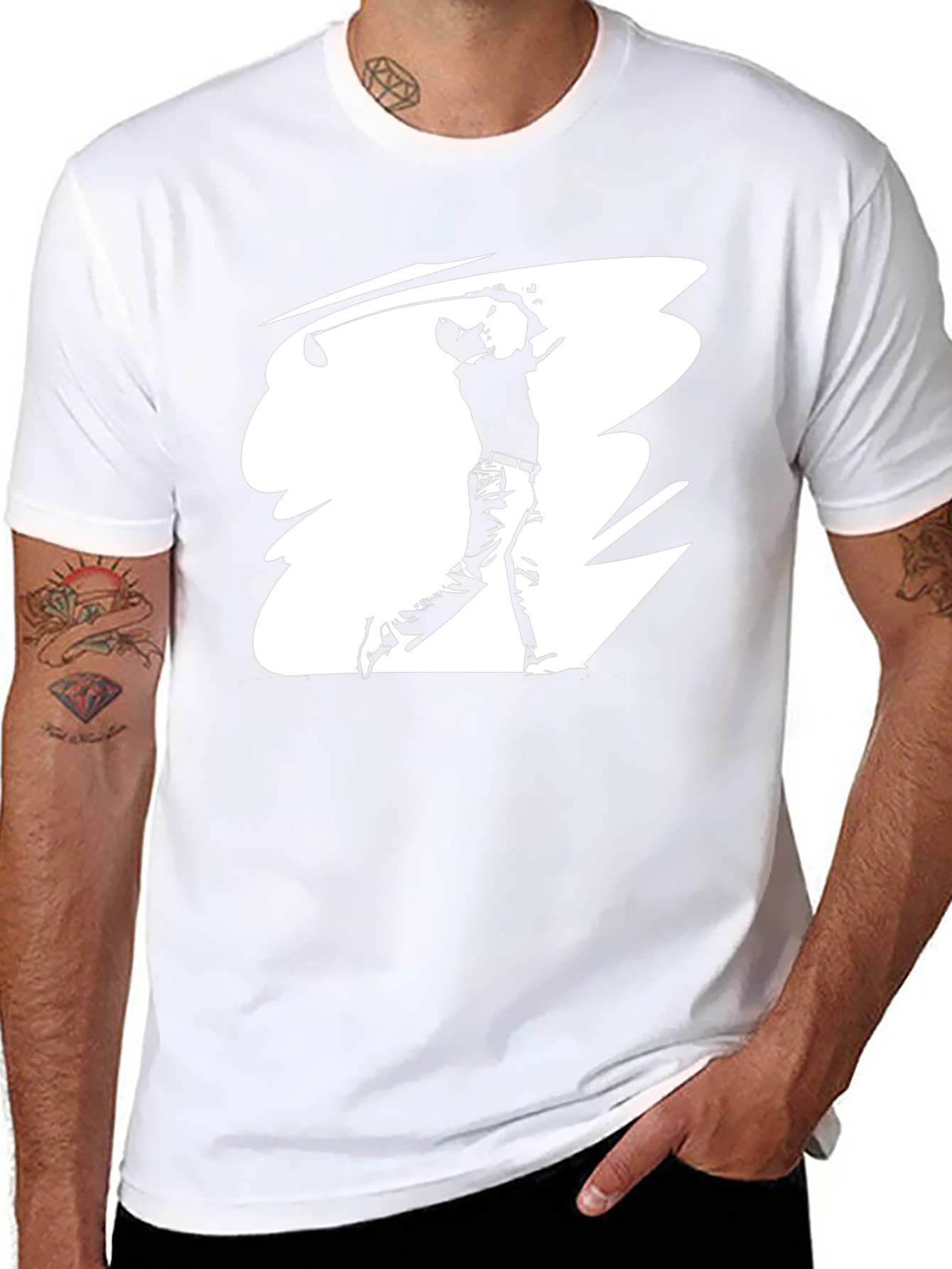 Golf Swing Graphic Tee - Black Cotton T-Shirt
