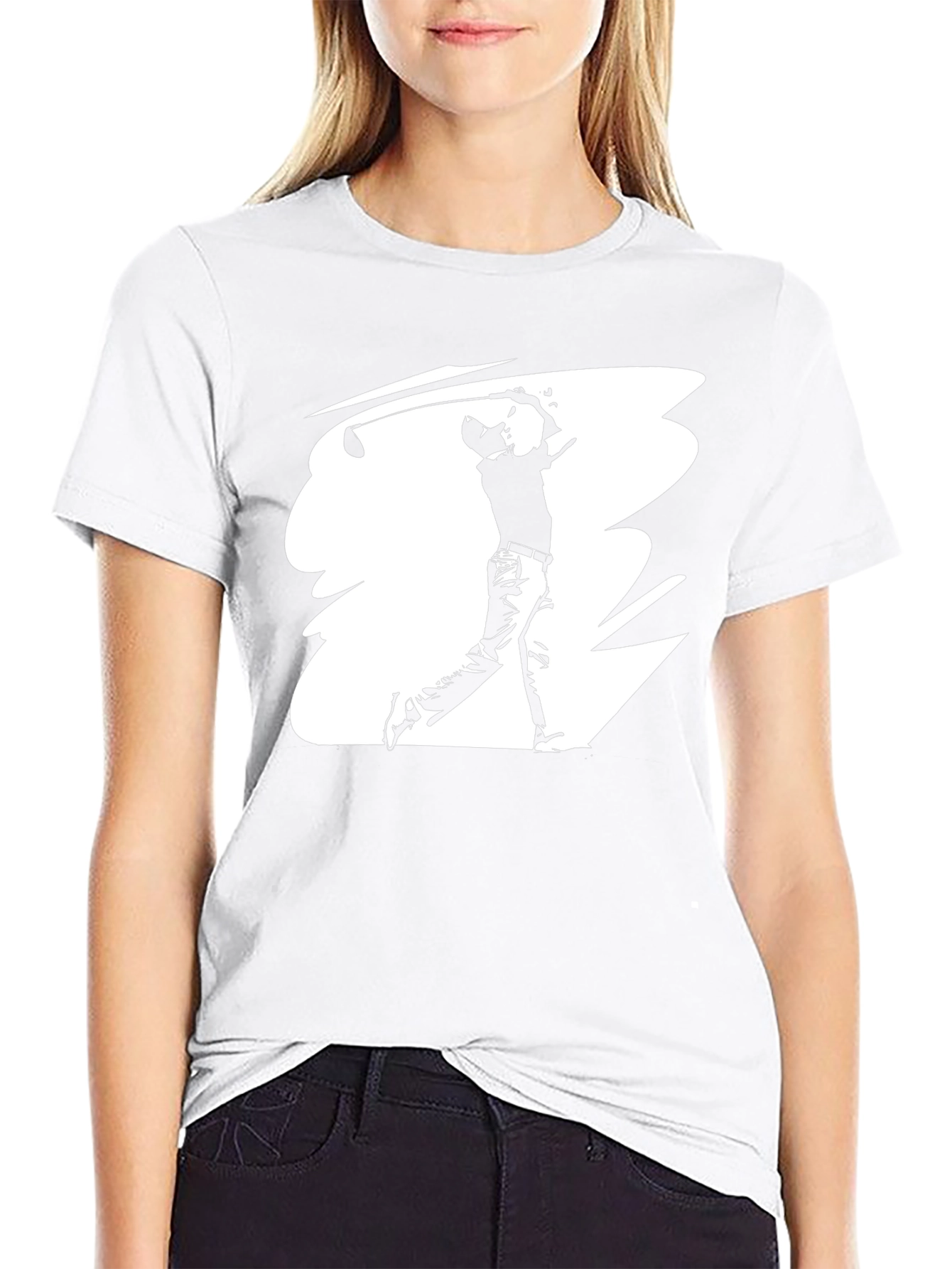 Golf Swing Graphic Tee - Black Cotton T-Shirt