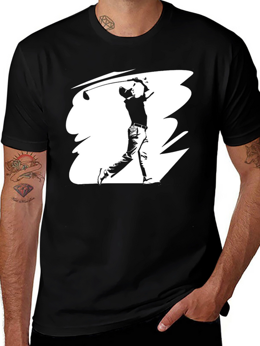 Golf Swing Graphic Tee - Black Cotton T-Shirt