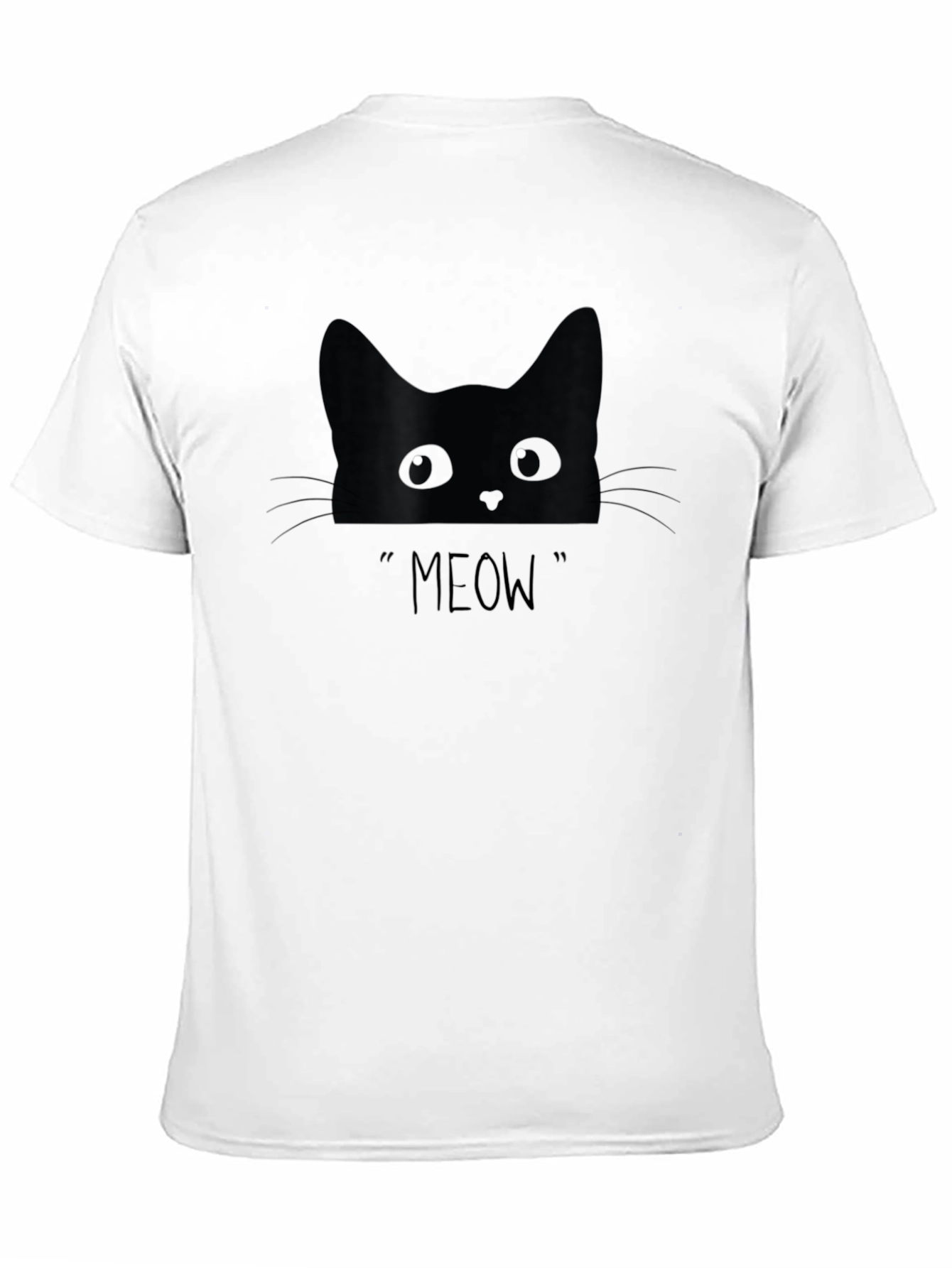 Black Cat Meow Graphic Tee - Trendy Casual Shirt