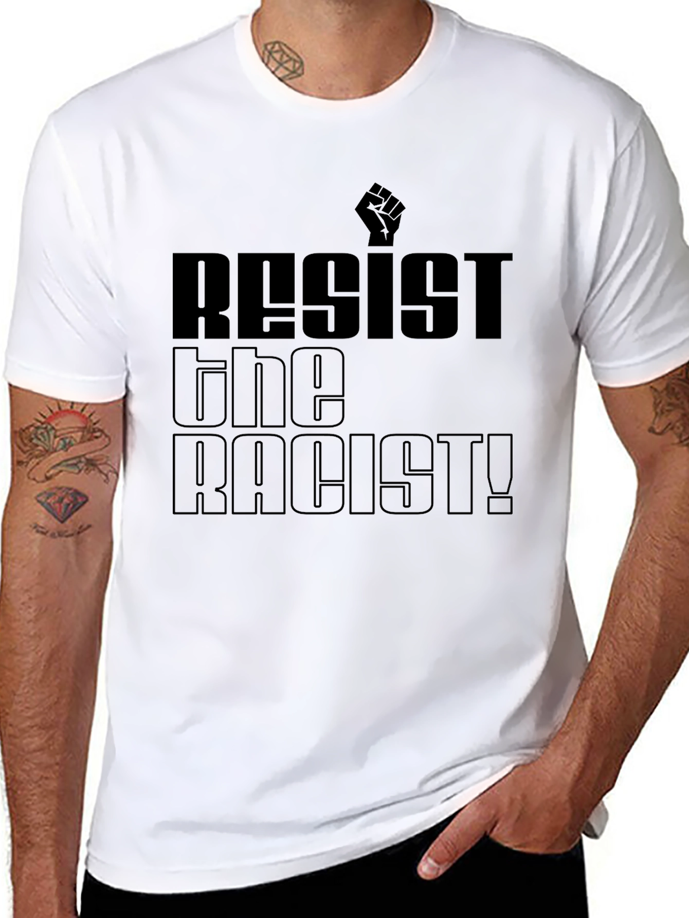 Resist the Racist Black Graphic T-Shirt