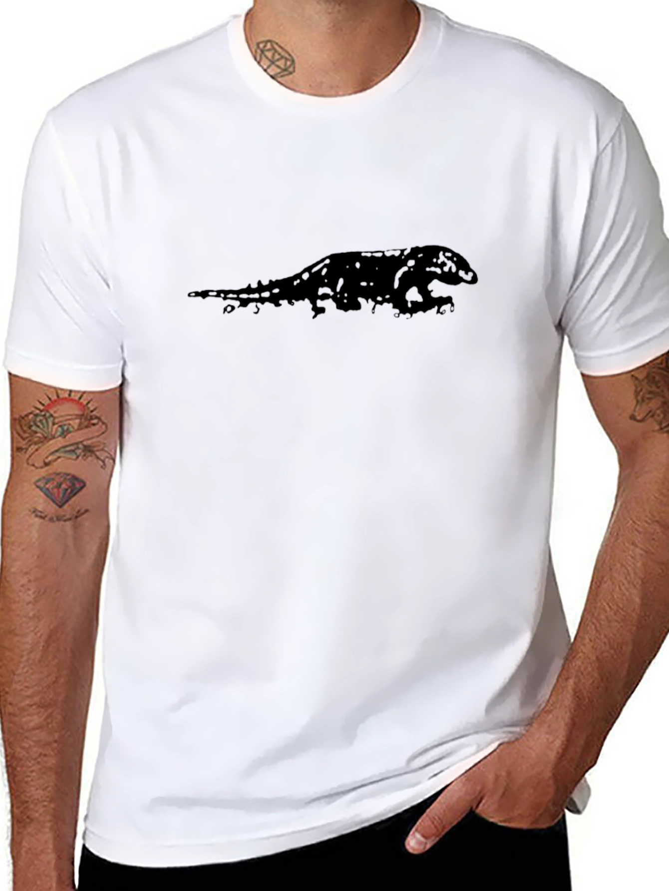 Mens Black Komodo Dragon Graphic T-Shirt
