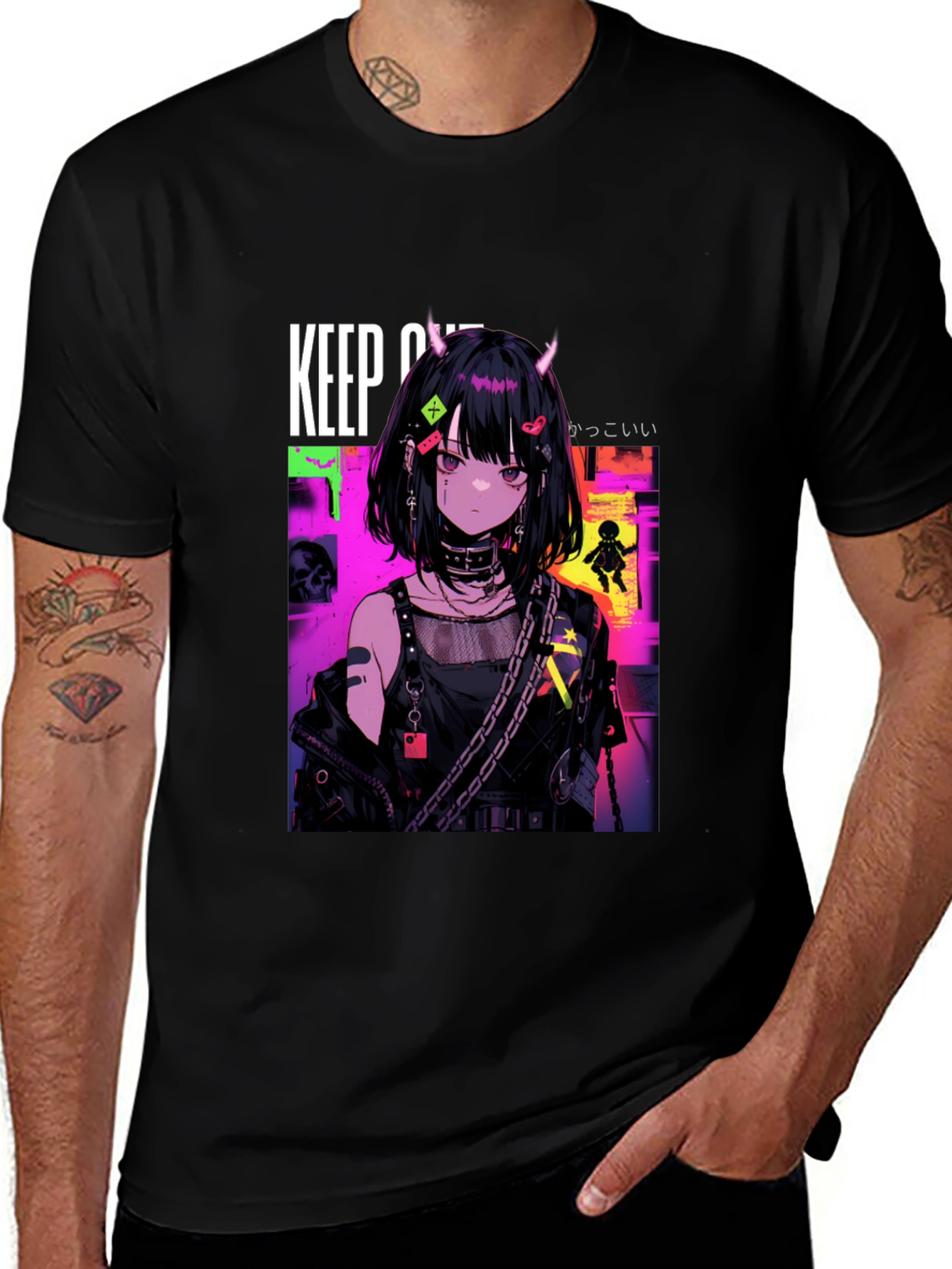 Anime Girl Graphic Black T-Shirt