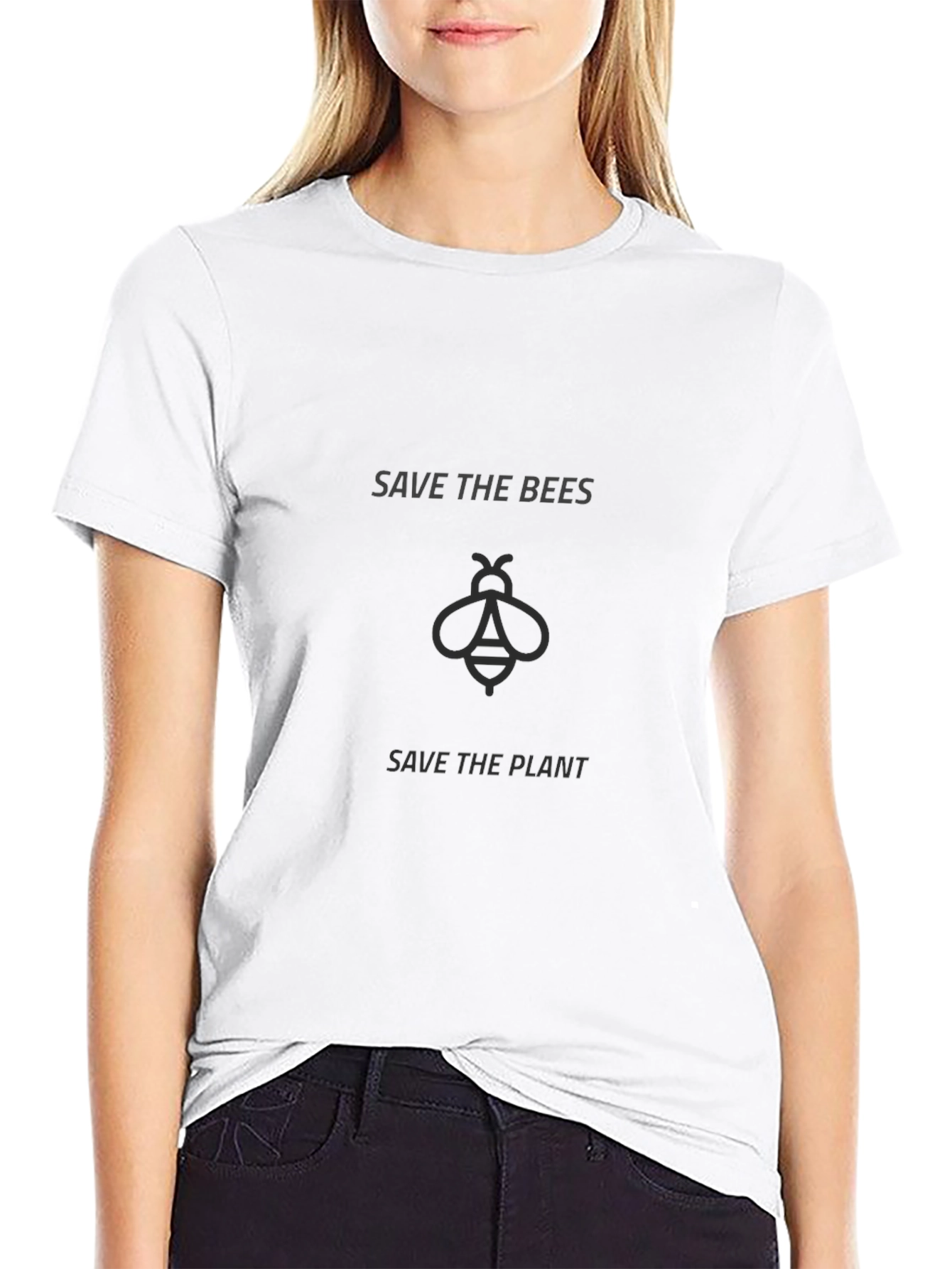 Save the Bees Graphic Tee - Black Crew Neck