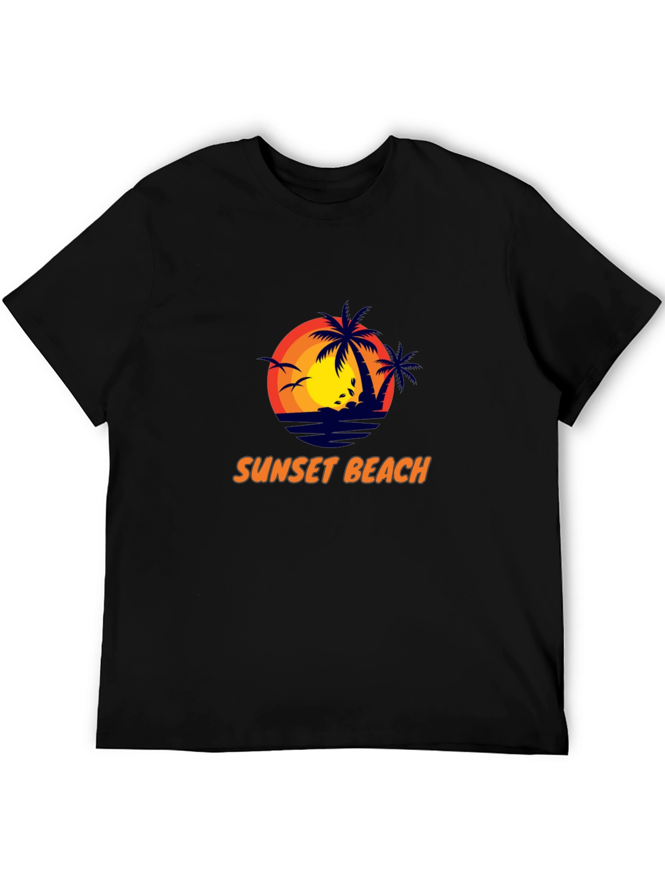 Sunset Beach Graphic Tee - Stylish Black T-Shirt