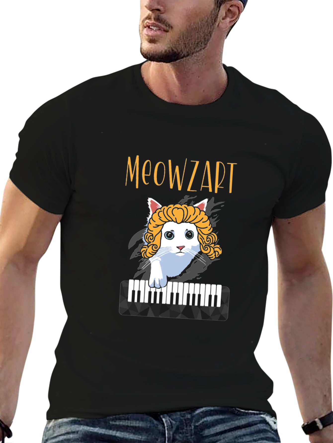 Meowzart Cat T-Shirt - Funny Music Lover Tee