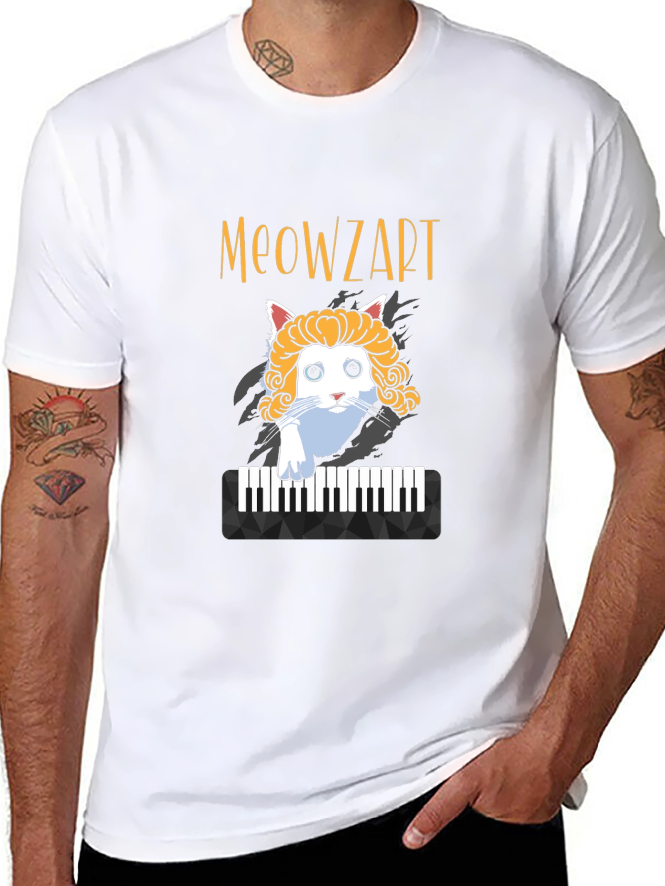 Meowzart Cat T-Shirt - Funny Music Lover Tee