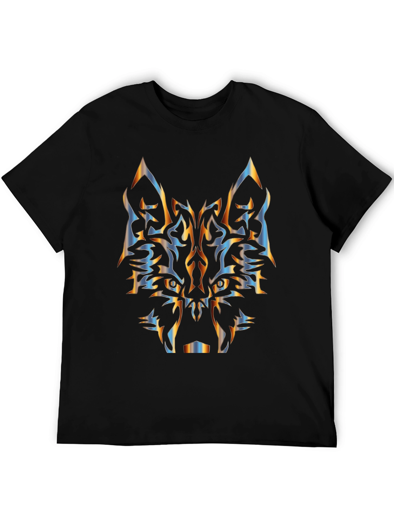 Tribal Wolf Graphic Black T-Shirt