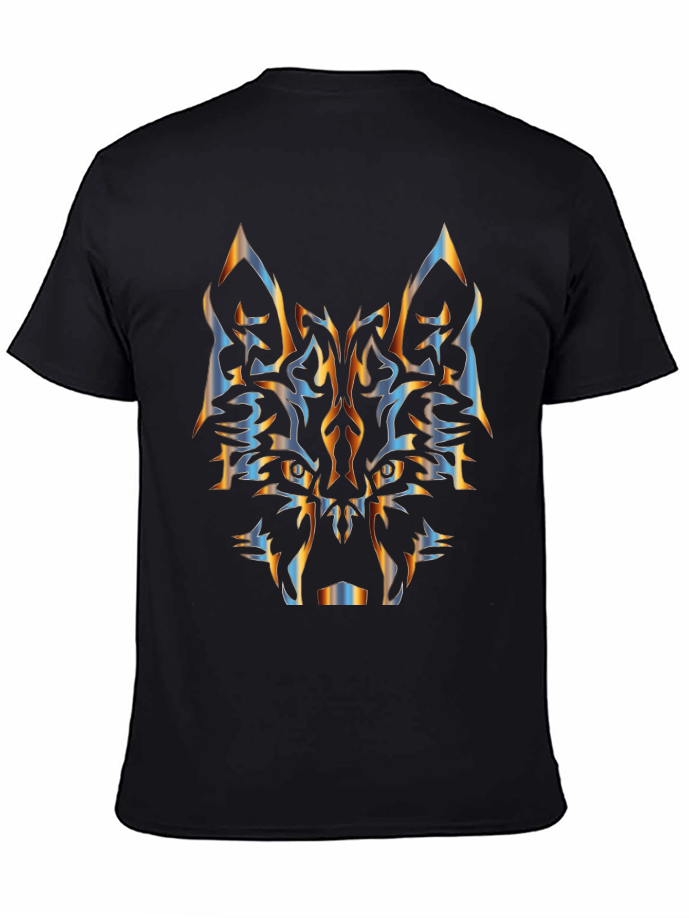 Tribal Wolf Graphic Black T-Shirt