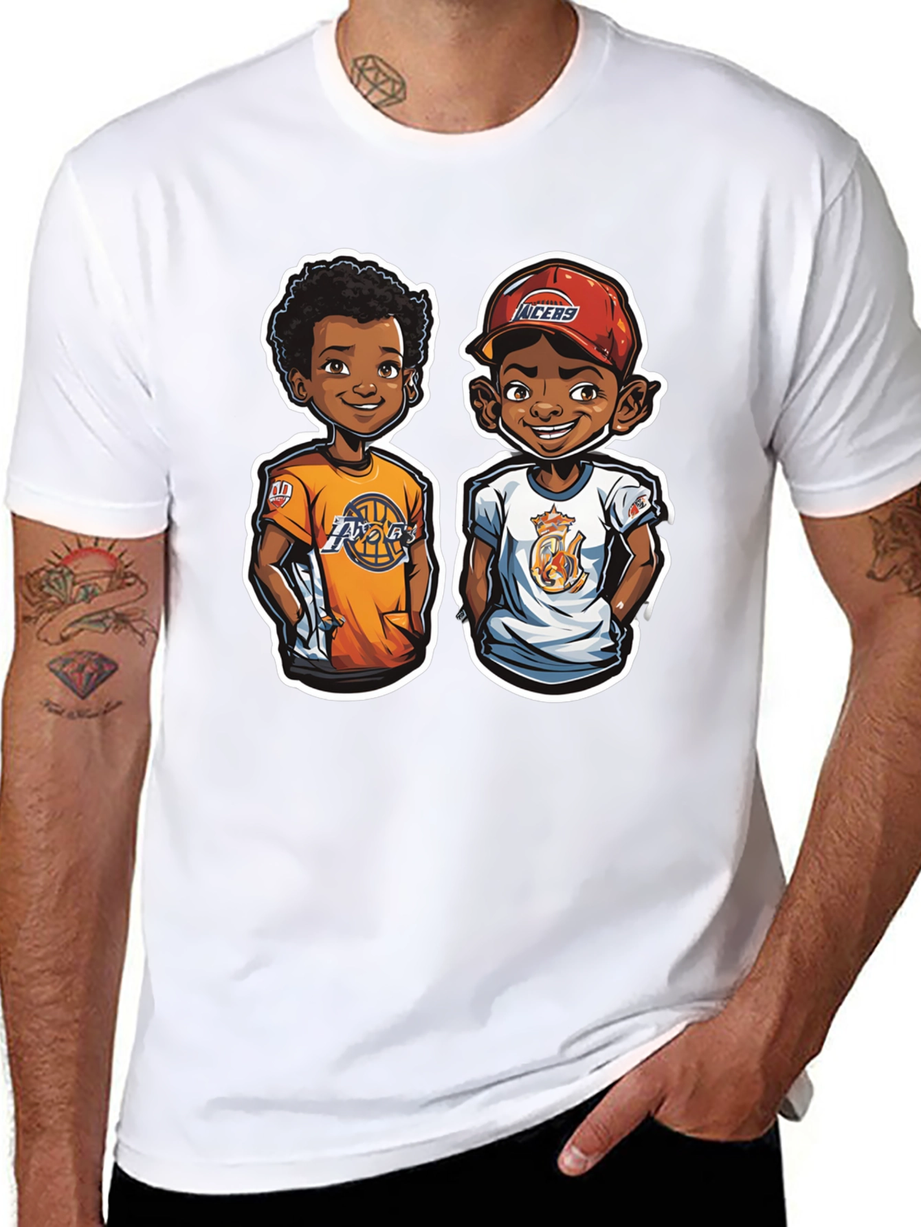 Cartoon Lakers Fan Black T-Shirt