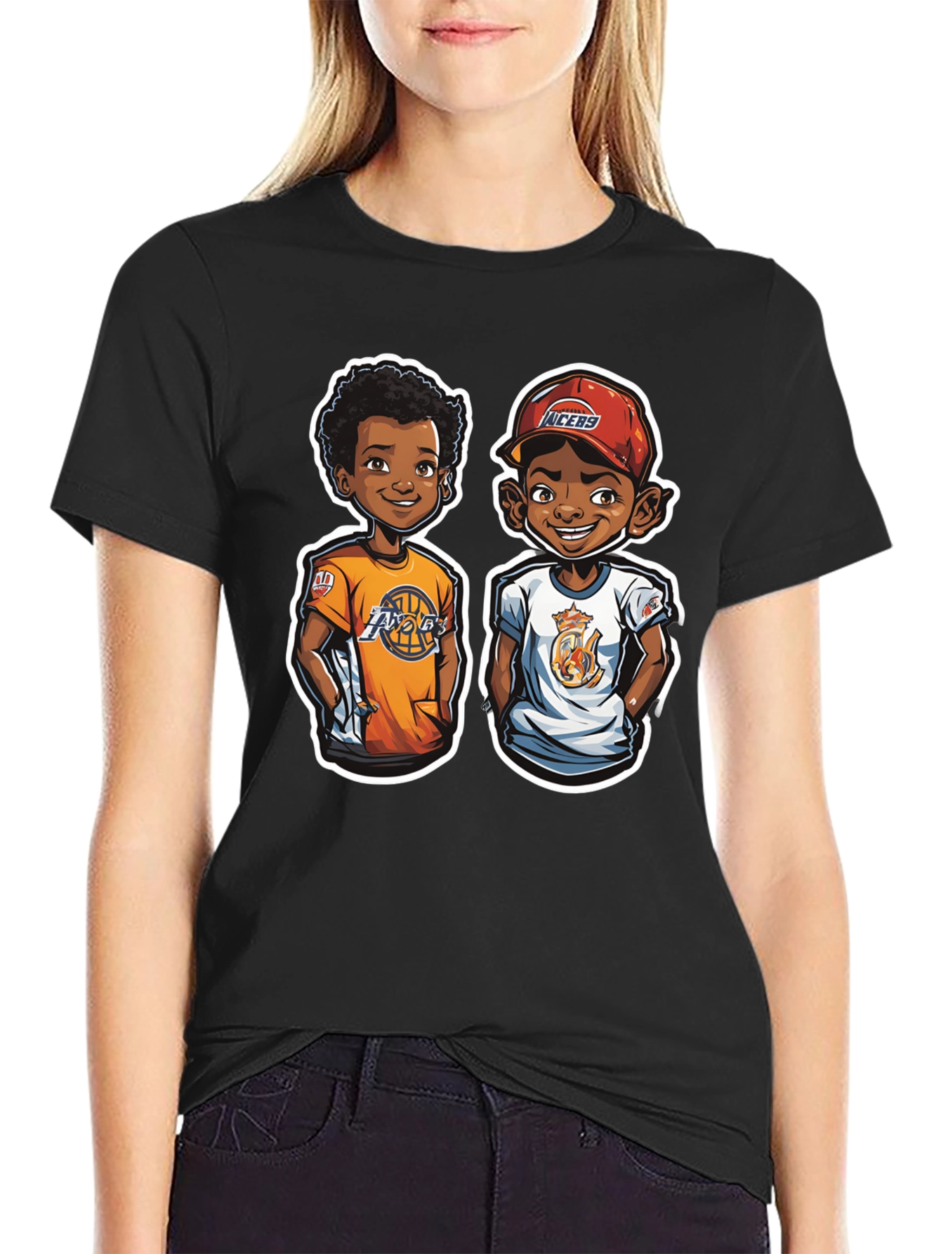 Cartoon Lakers Fan Black T-Shirt