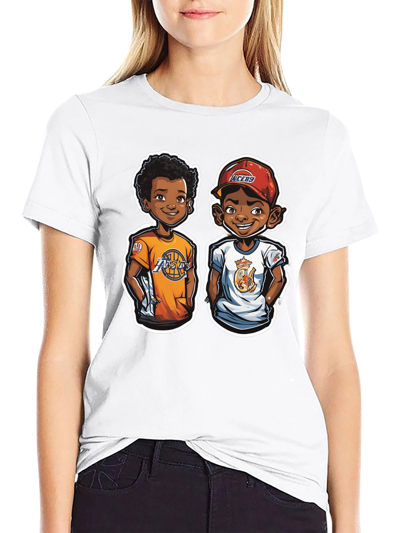 Cartoon Lakers Fan Black T-Shirt