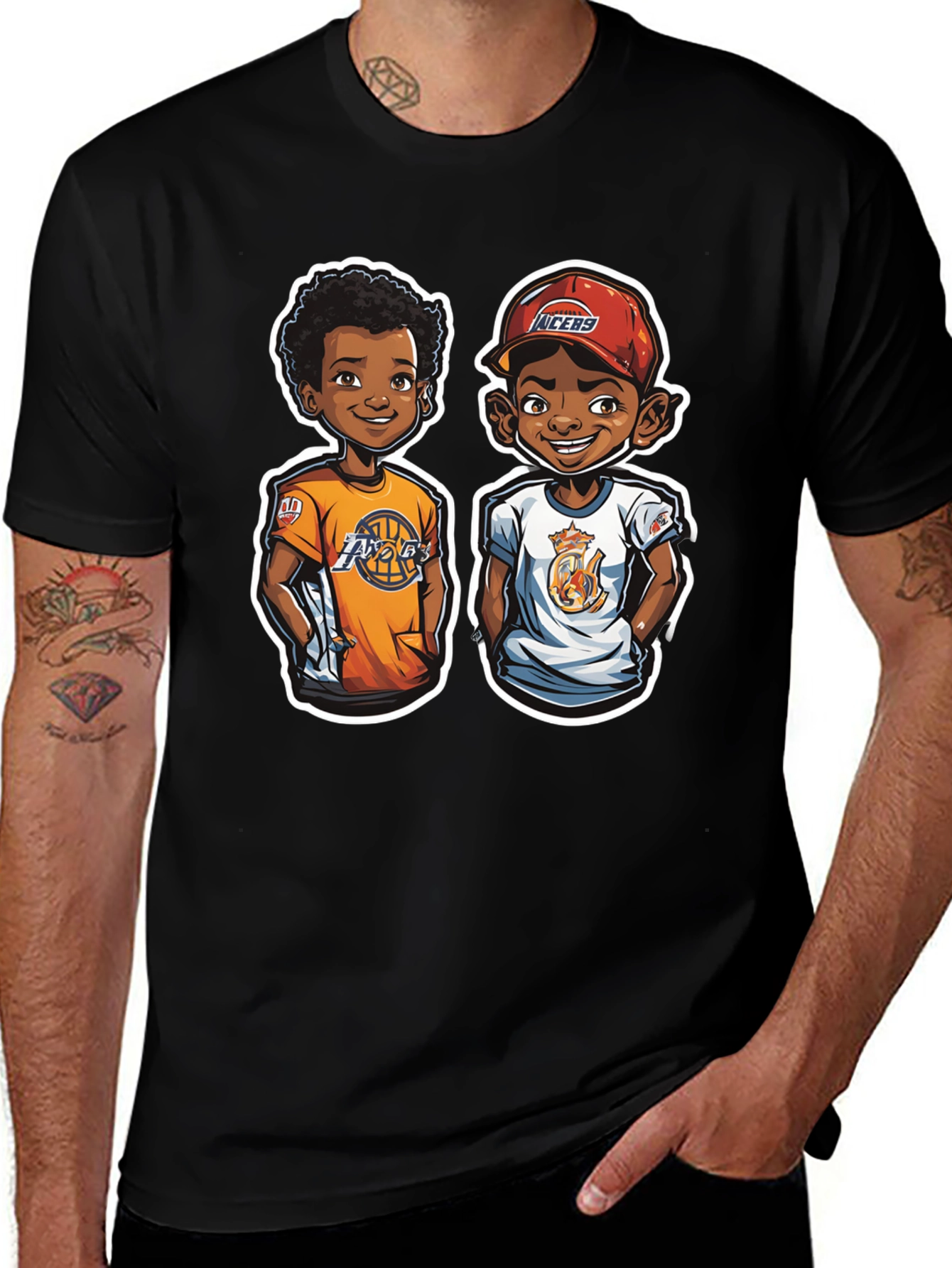 Cartoon Lakers Fan Black T-Shirt