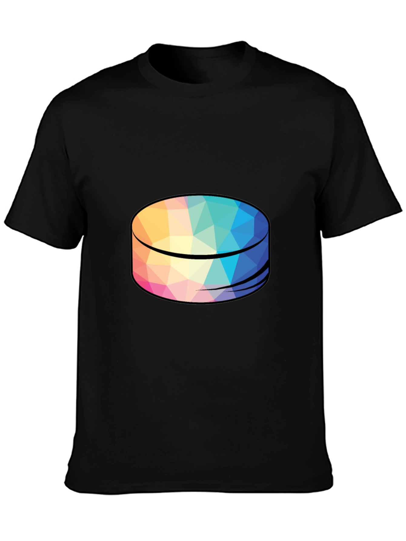 Geometric Puck Design Black T-Shirt