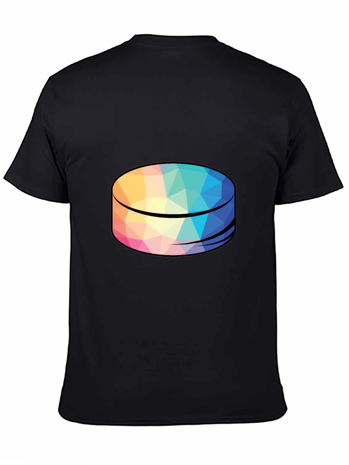 Geometric Puck Design Black T-Shirt