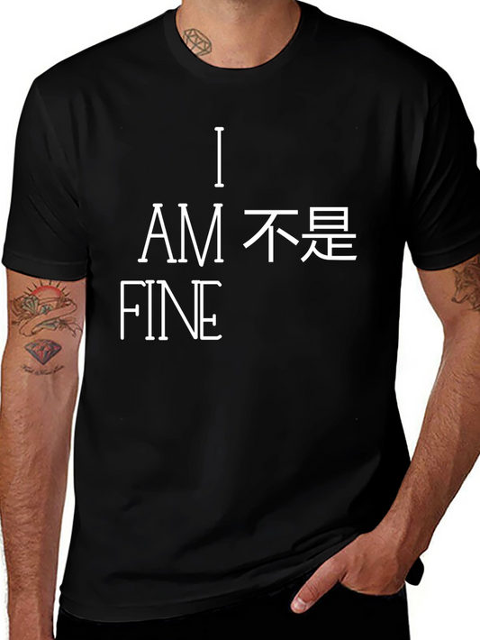 Funny I Am Not Fine T-Shirt - Mens Crew Neck Graphic Tee