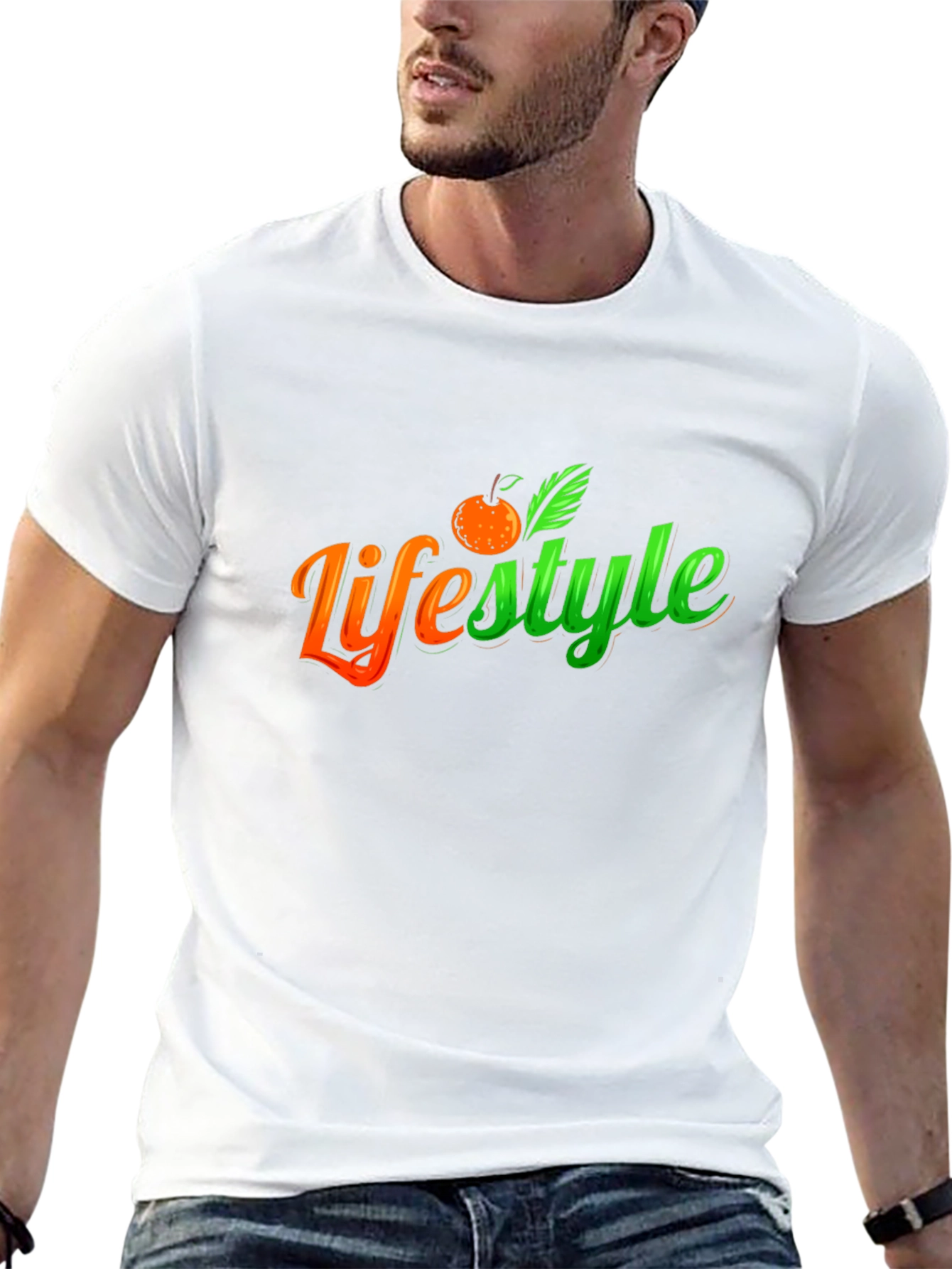 Lifestyle Graphic Tee - Trendy Fruit Design T-Shirt
