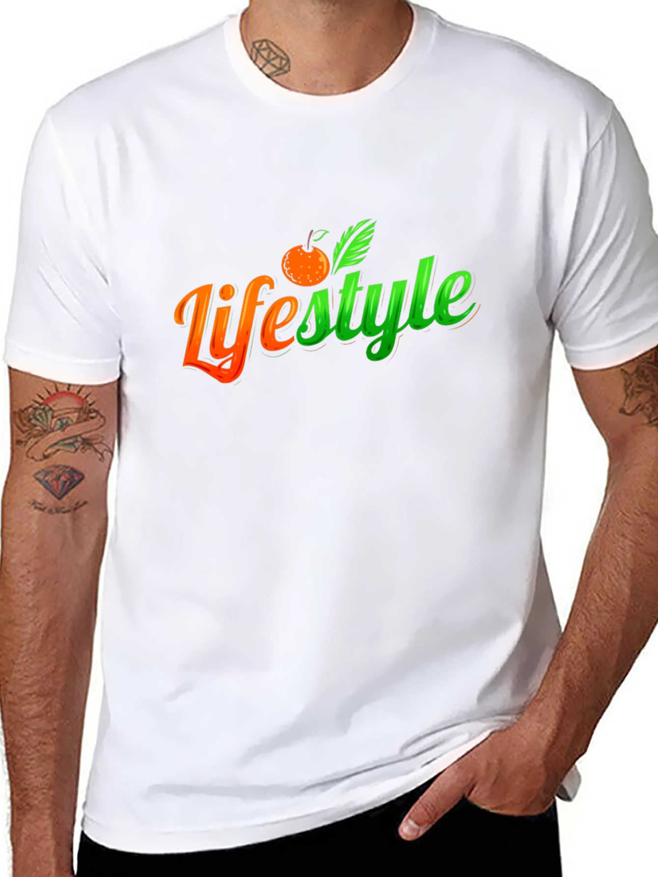 Lifestyle Graphic Tee - Trendy Fruit Design T-Shirt