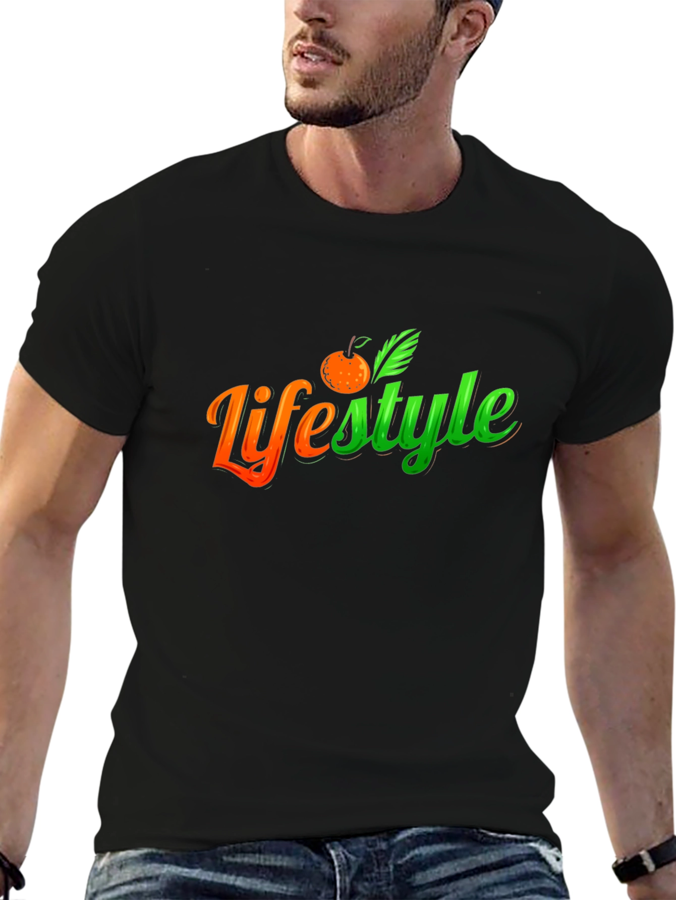 Lifestyle Graphic Tee - Trendy Fruit Design T-Shirt