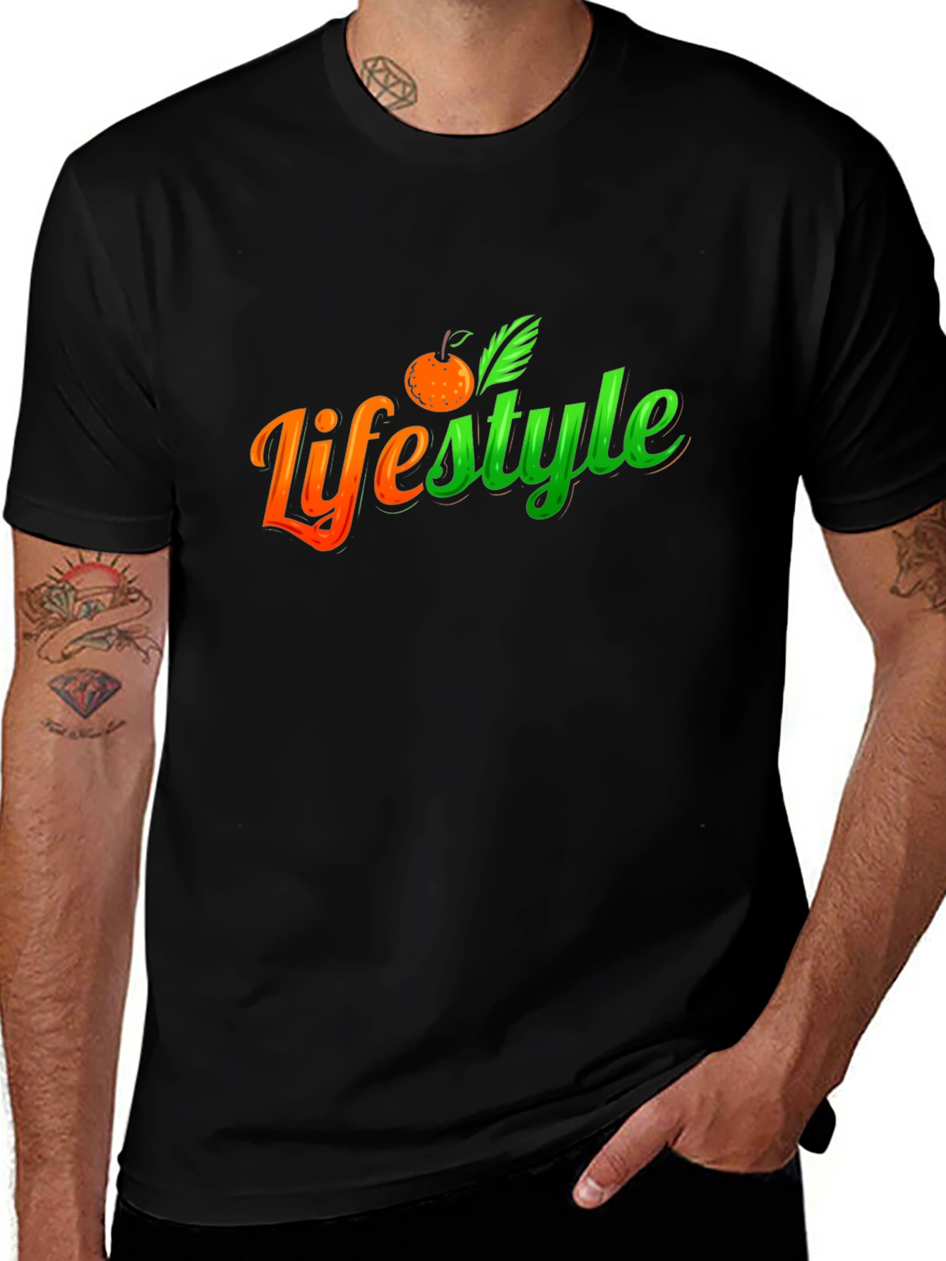 Lifestyle Graphic Tee - Trendy Fruit Design T-Shirt