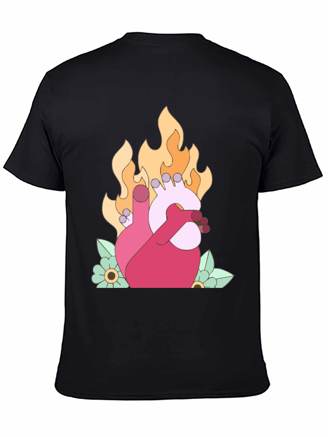 Burning Heart Graphic T-Shirt - Unique Design