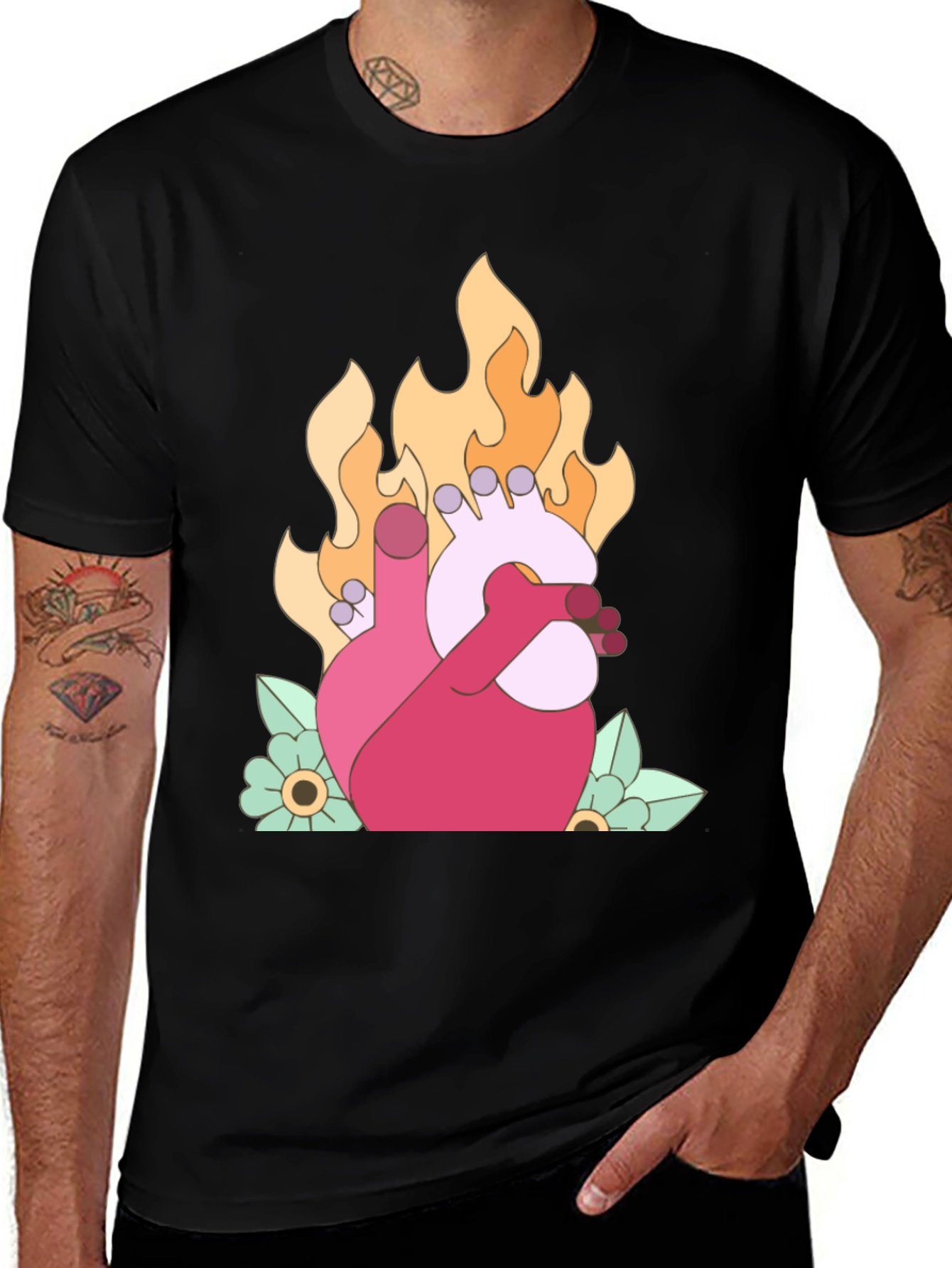 Burning Heart Graphic T-Shirt - Unique Design