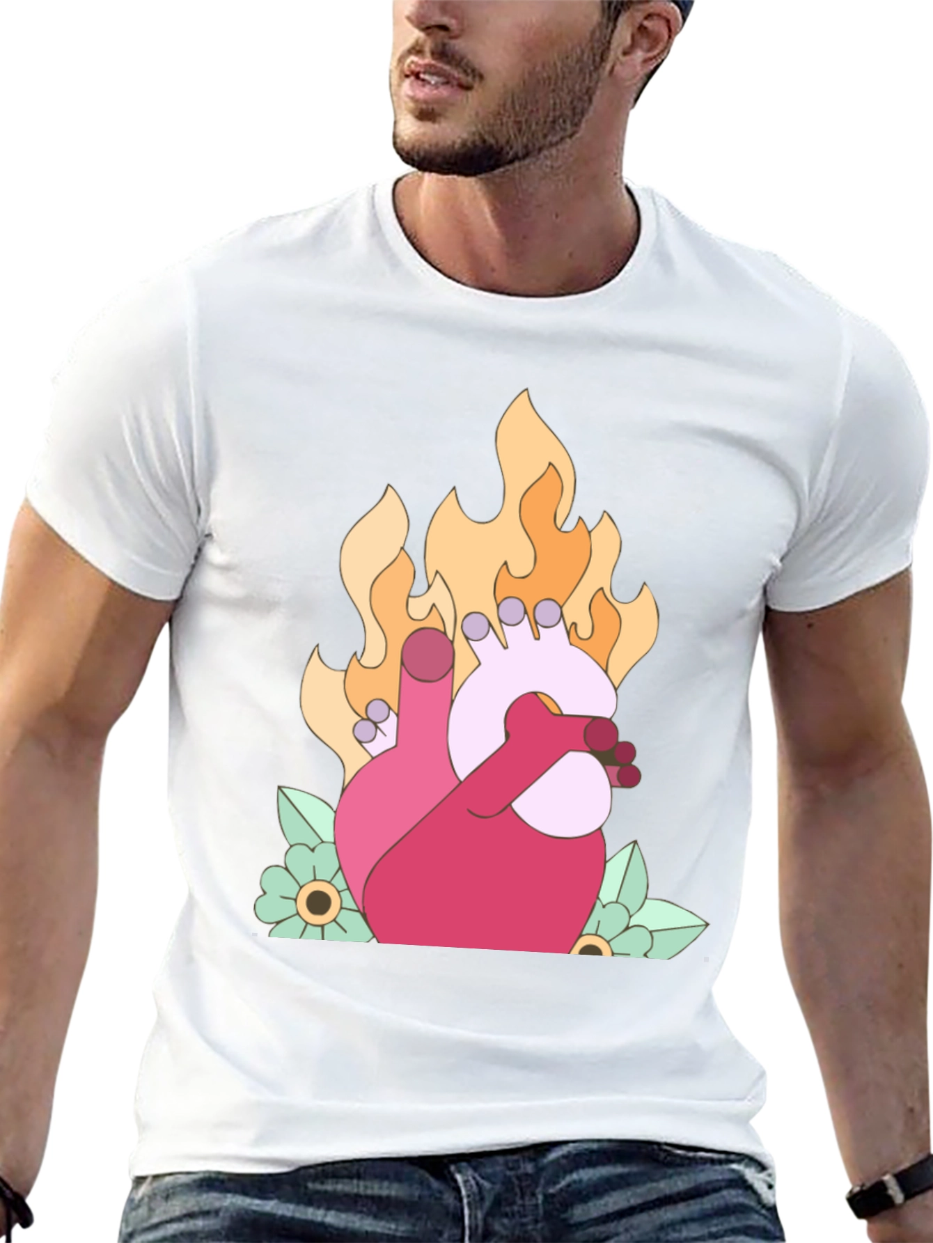 Burning Heart Graphic T-Shirt - Unique Design