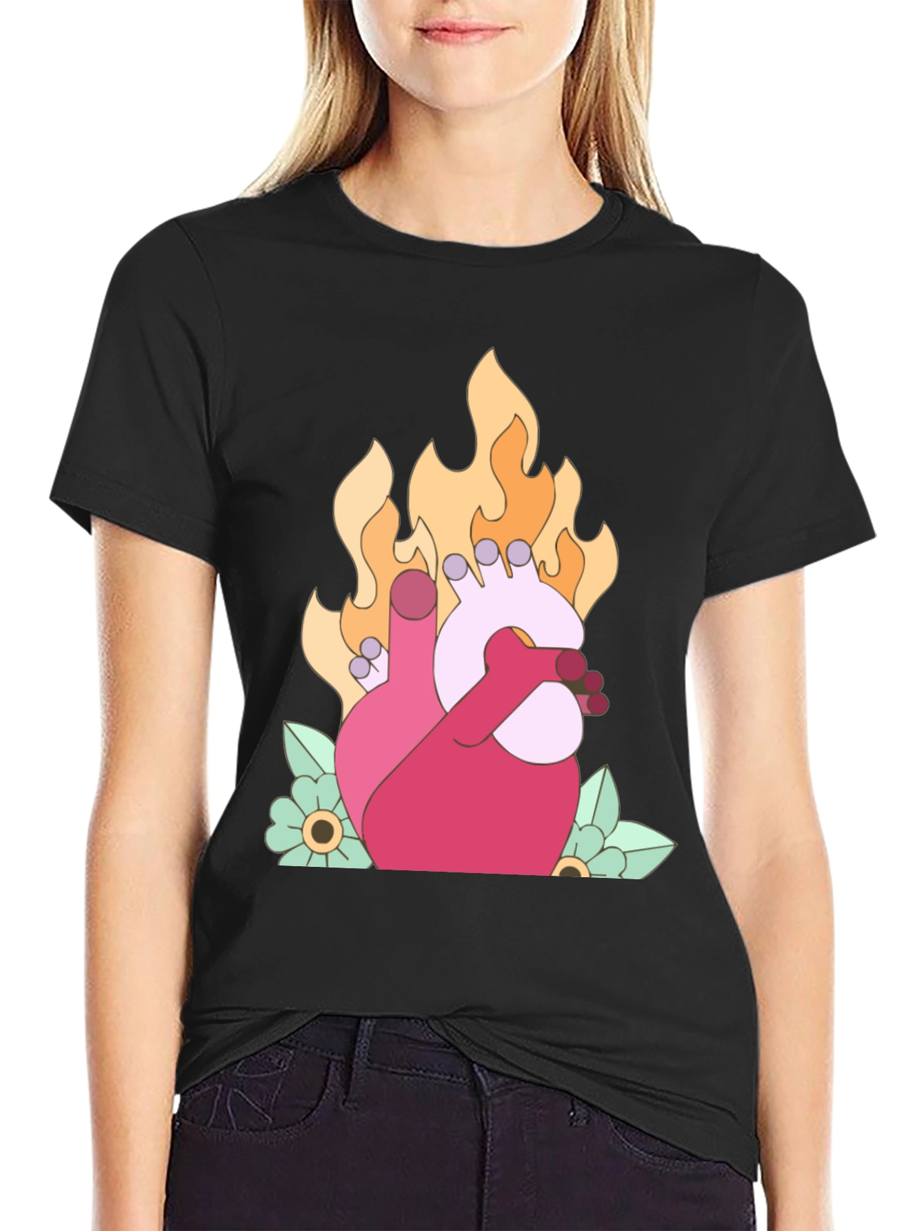Burning Heart Graphic T-Shirt - Unique Design