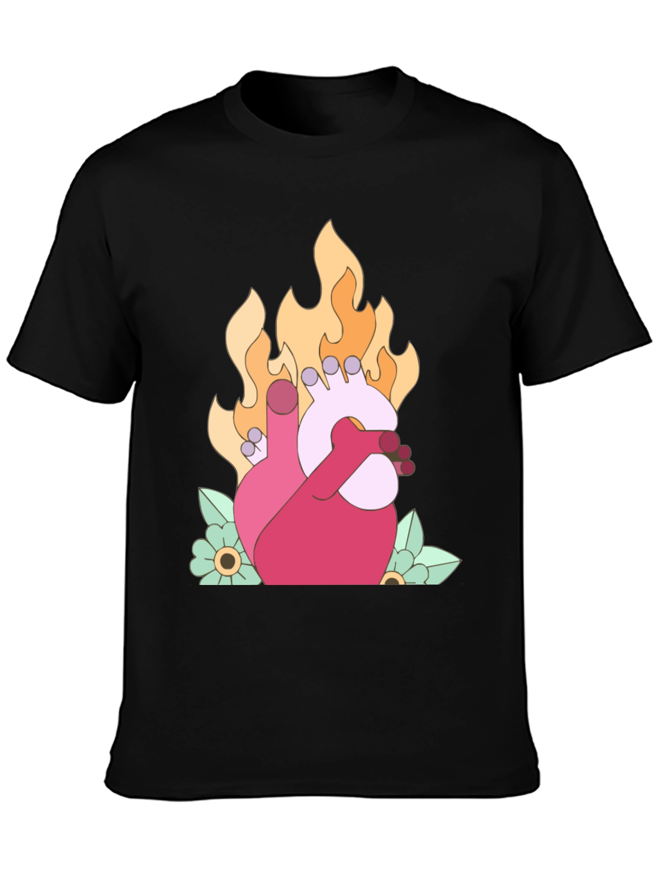 Burning Heart Graphic T-Shirt - Unique Design
